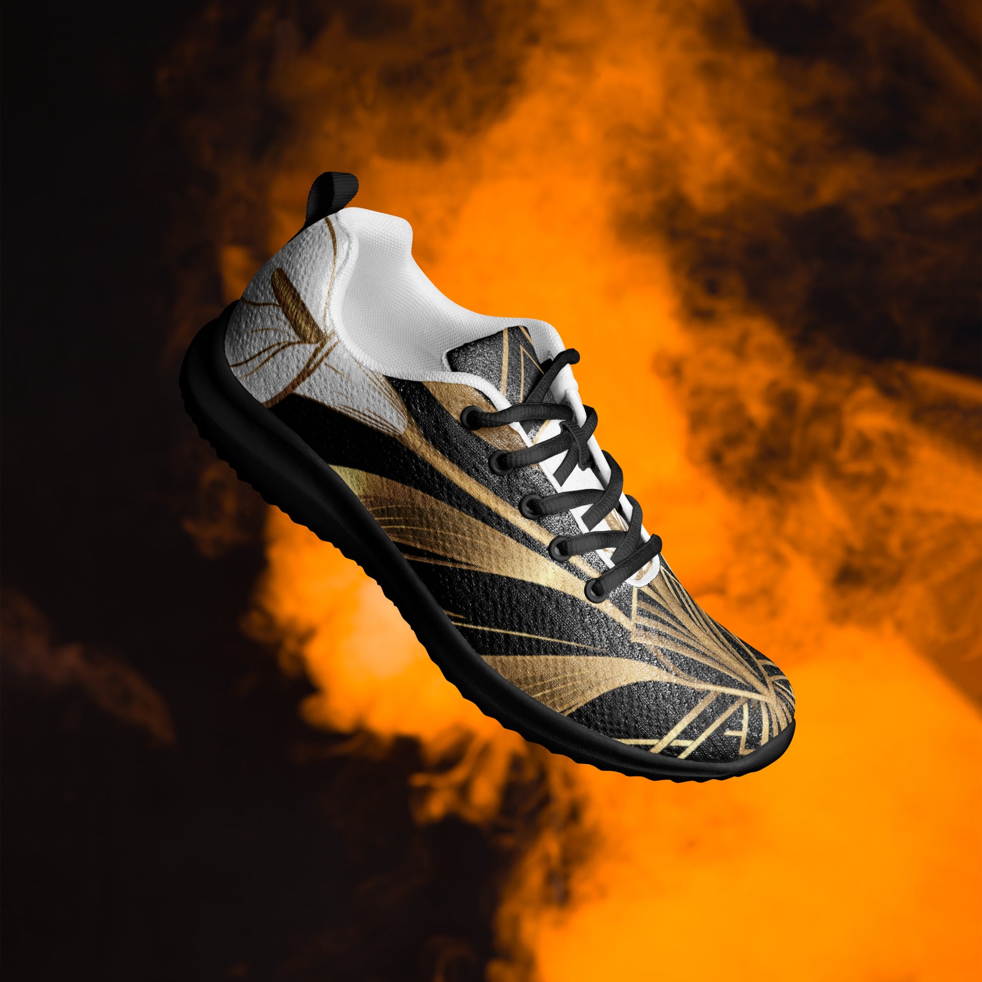 Women’s athletic shoes - Golden Apex Athletic Shoes – Women's Luxe Line Converging Sneakers by printfluence.net