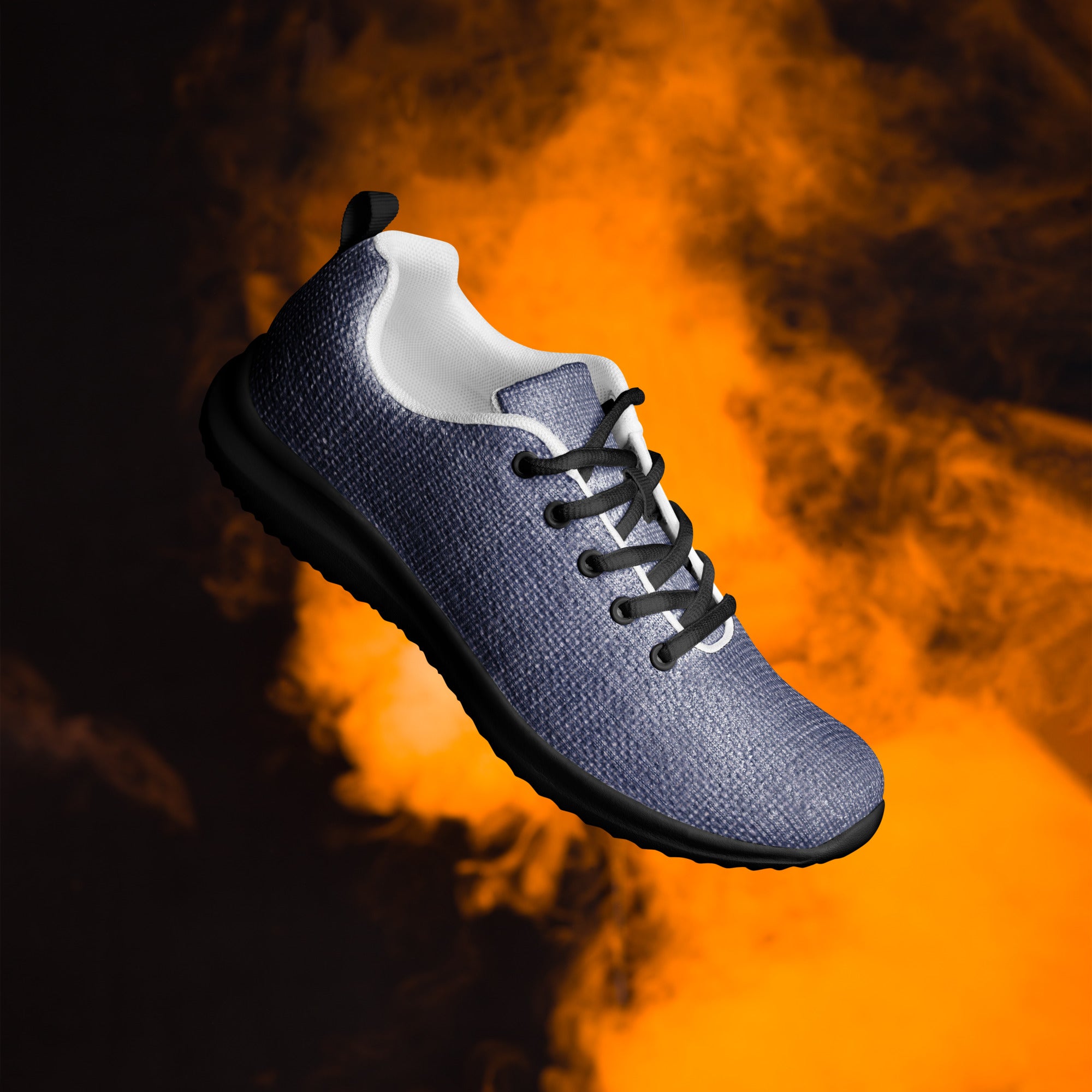 Women’s athletic shoes - Indigo Comfort: Women’s Athletic Shoes - Premium Blue Knit Texture by printfluence.net