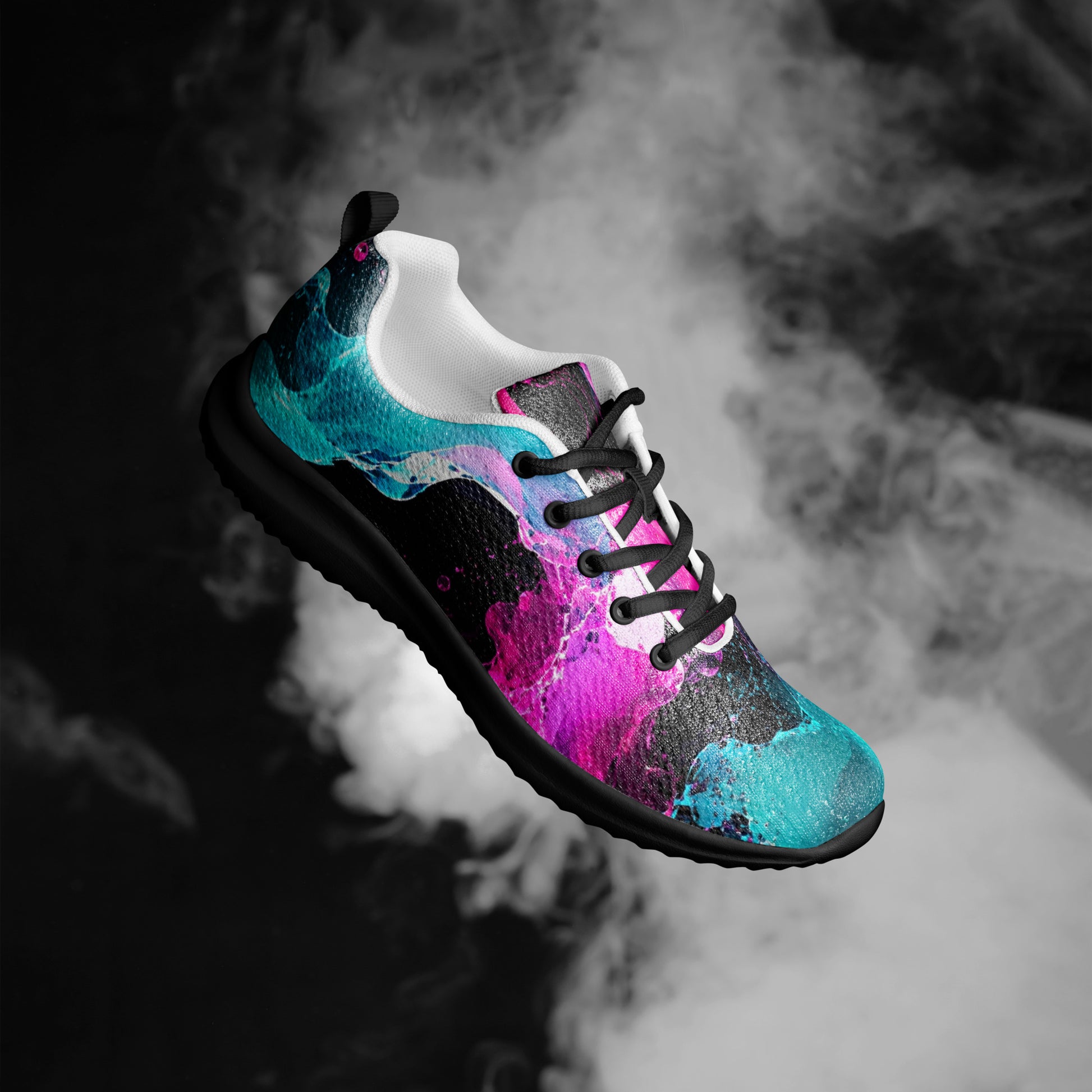 Women’s athletic shoes - Elite Neon Fluid Splashes - Premium Luxury Electric Cosmic Waves Design by printfluence.net