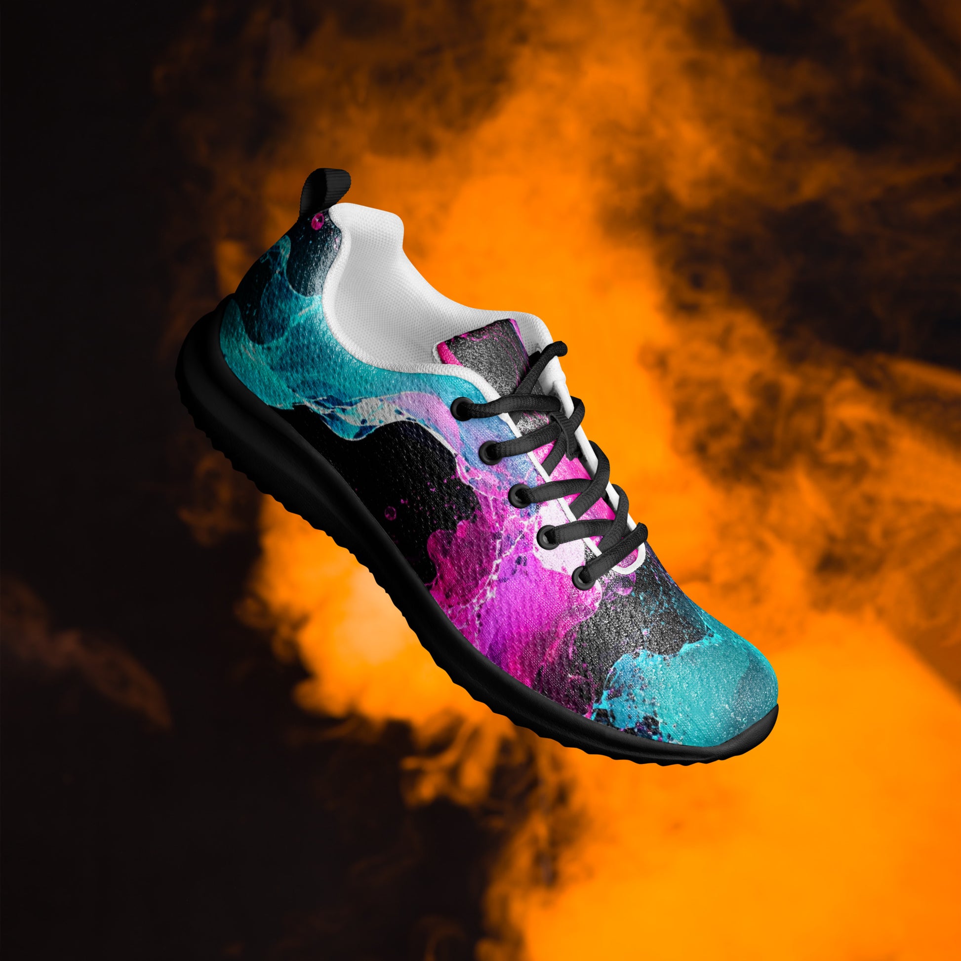 Women’s athletic shoes - Elite Neon Fluid Splashes - Premium Luxury Electric Cosmic Waves Design by printfluence.net