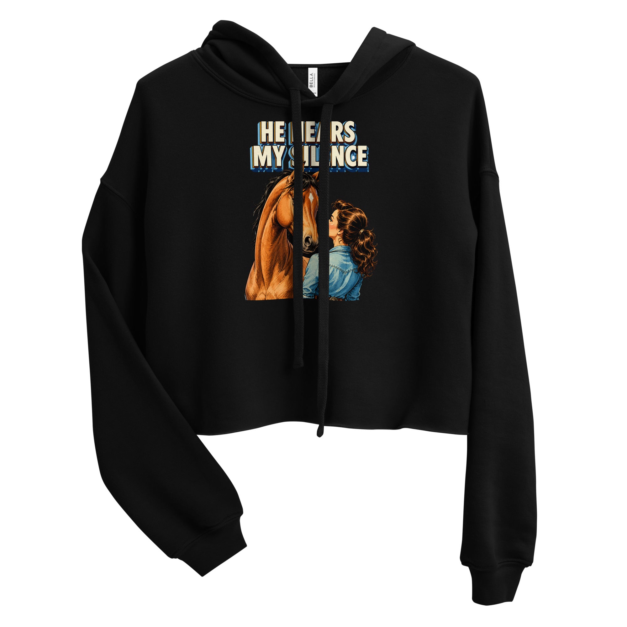 He Hears My Silence Vintage Horse Crop Hoodie - Horse Lovers Edition H-22 by printfluence.net