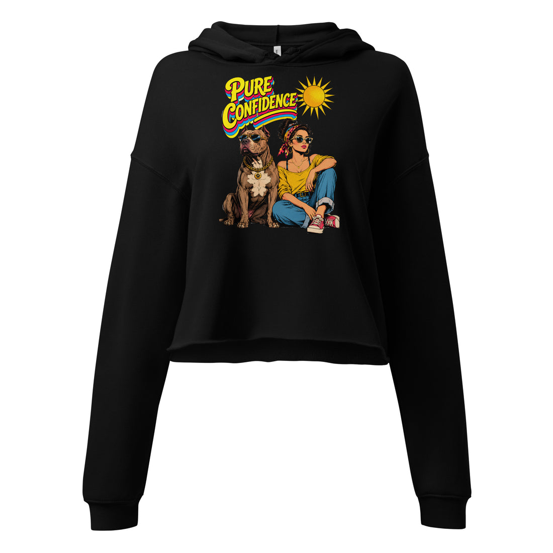 Pure Confidence Cropped Hoodie For Pitbull Lovers Retro Pullover by printfluence.net