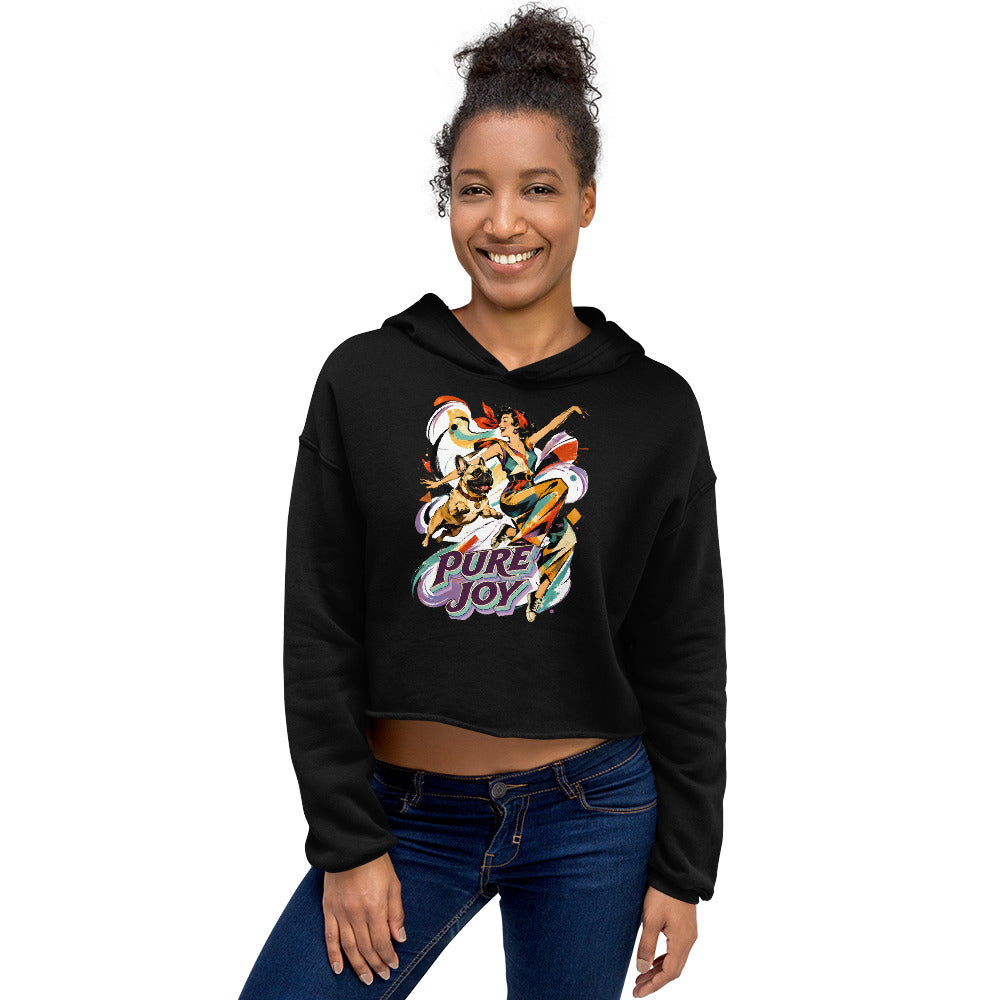 Pure Joy Frenchie Cropped Hoodie - French Bulldog Lovers Women's Pullover H-22 by printfluence.net