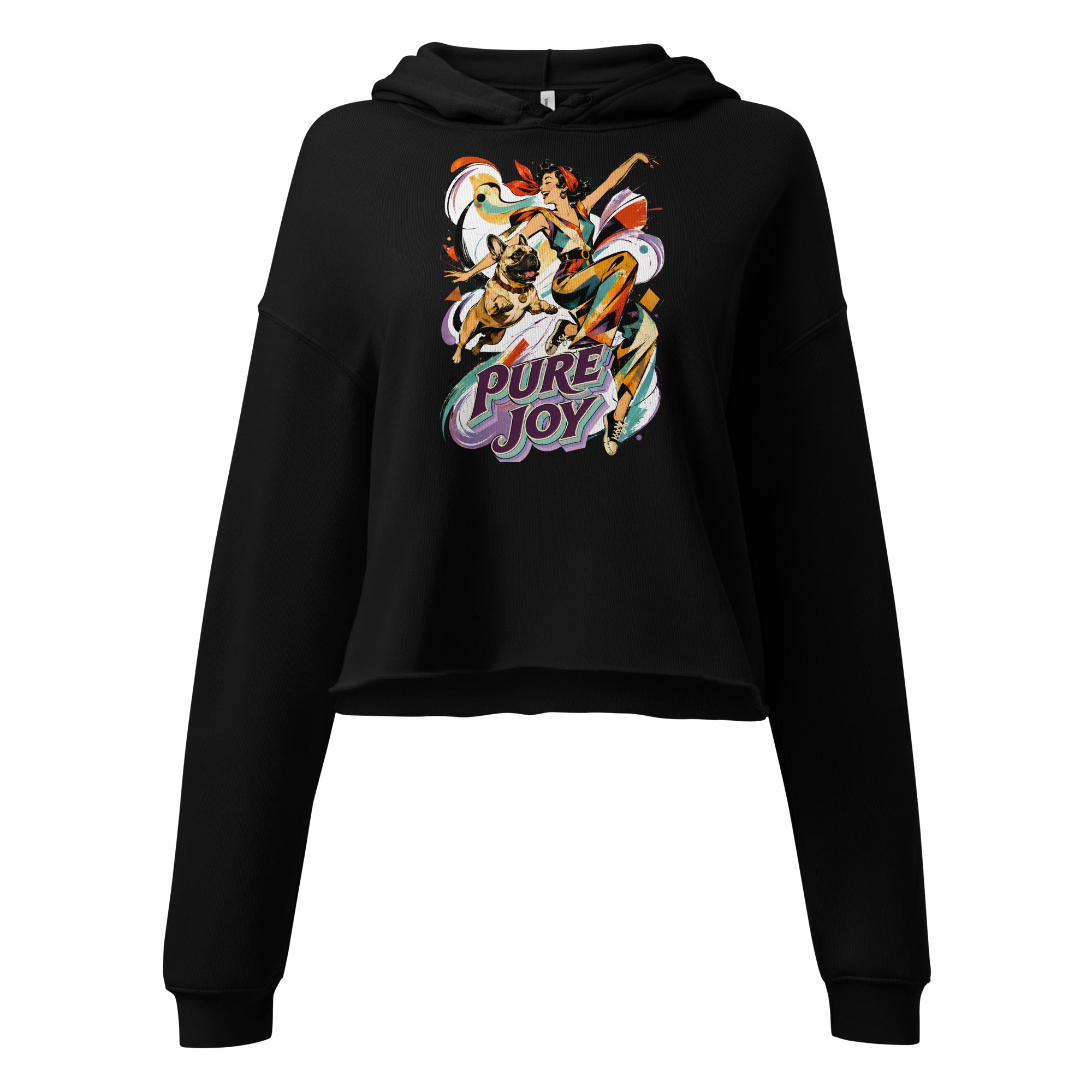 Pure Joy Frenchie Cropped Hoodie - French Bulldog Lovers Women's Pullover H-22 by printfluence.net