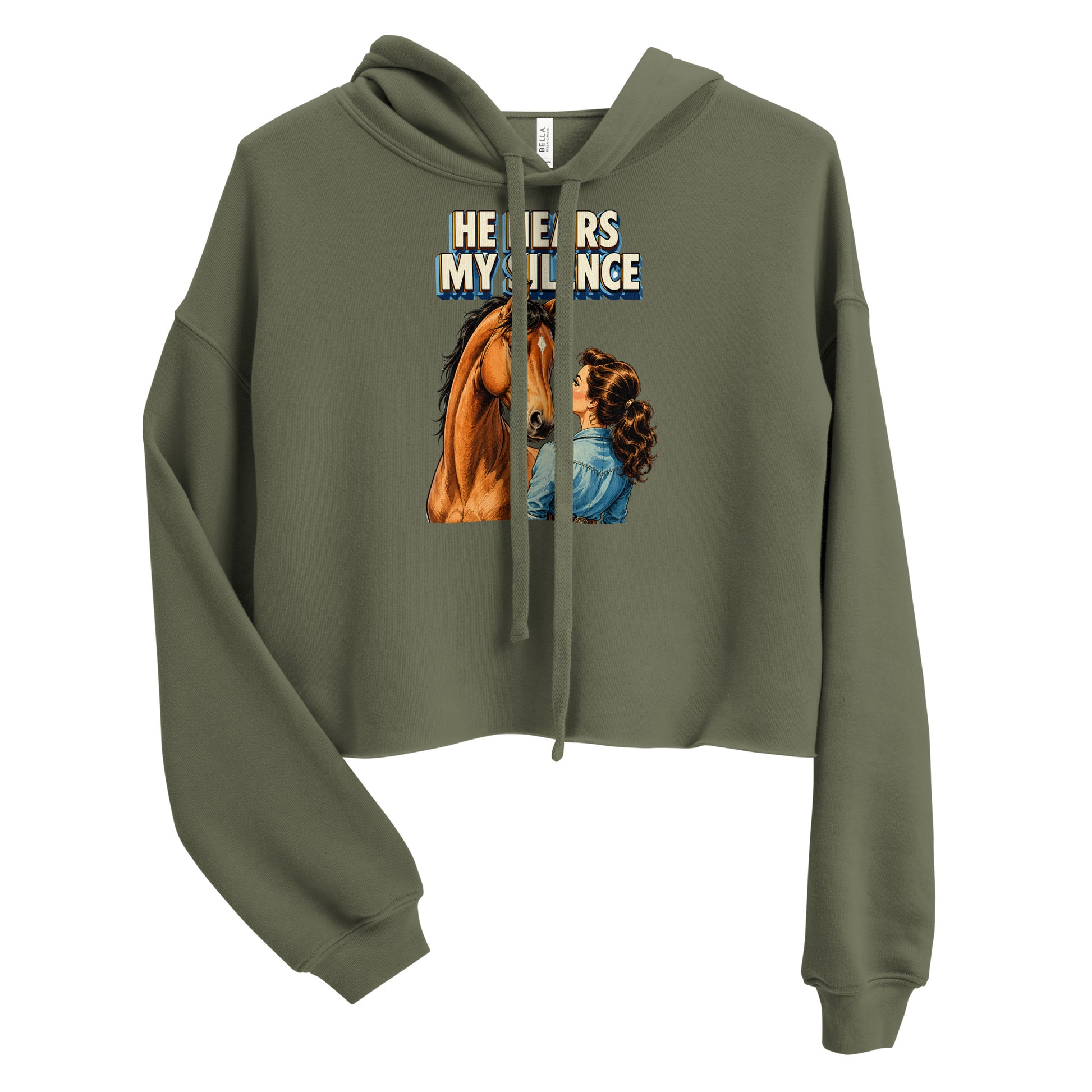 He Hears My Silence Vintage Horse Crop Hoodie - Horse Lovers Edition H-22 by printfluence.net