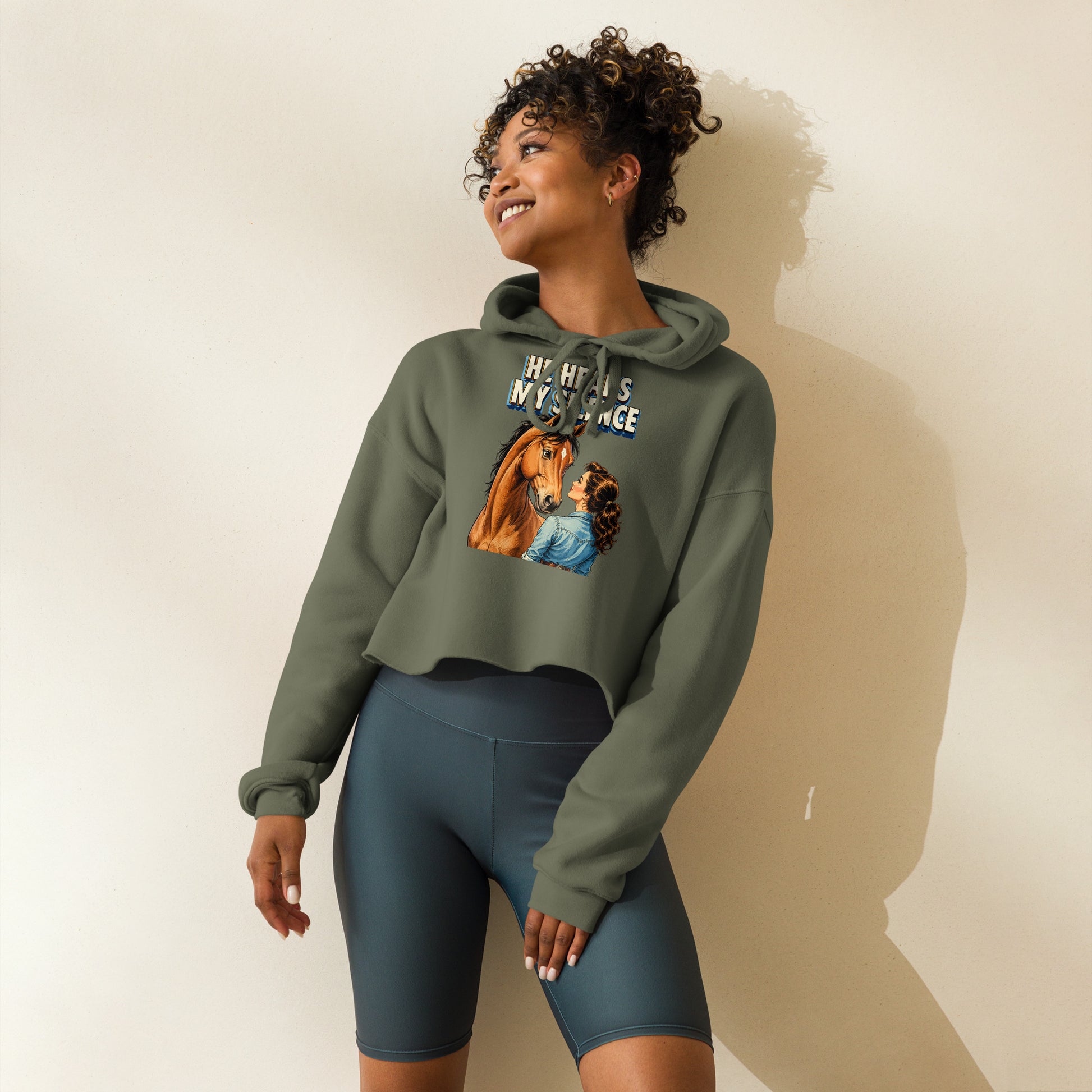 He Hears My Silence Vintage Horse Crop Hoodie - Horse Lovers Edition H-22 by printfluence.net