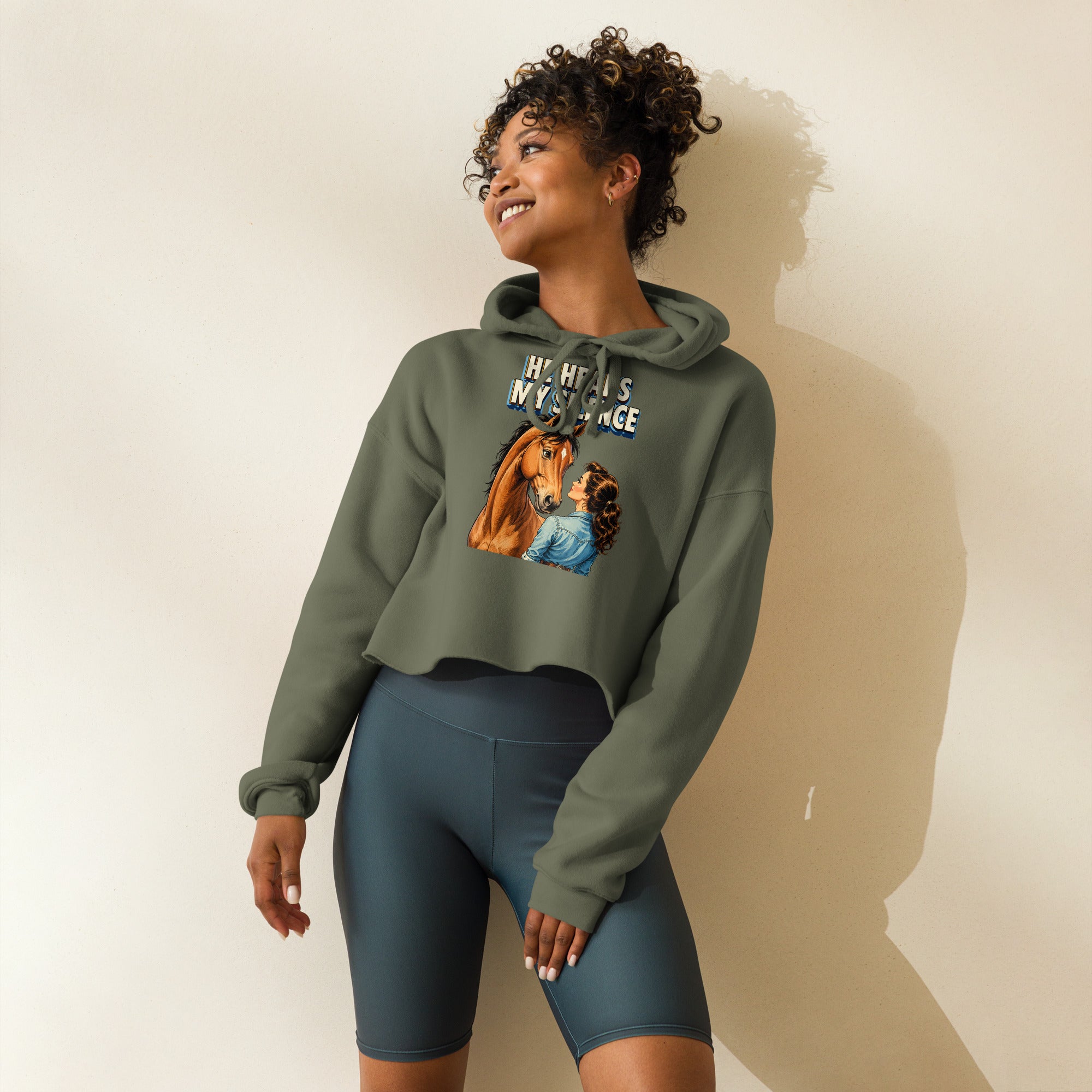 He Hears My Silence Vintage Horse Crop Hoodie - Horse Lovers Edition H-22 by printfluence.net