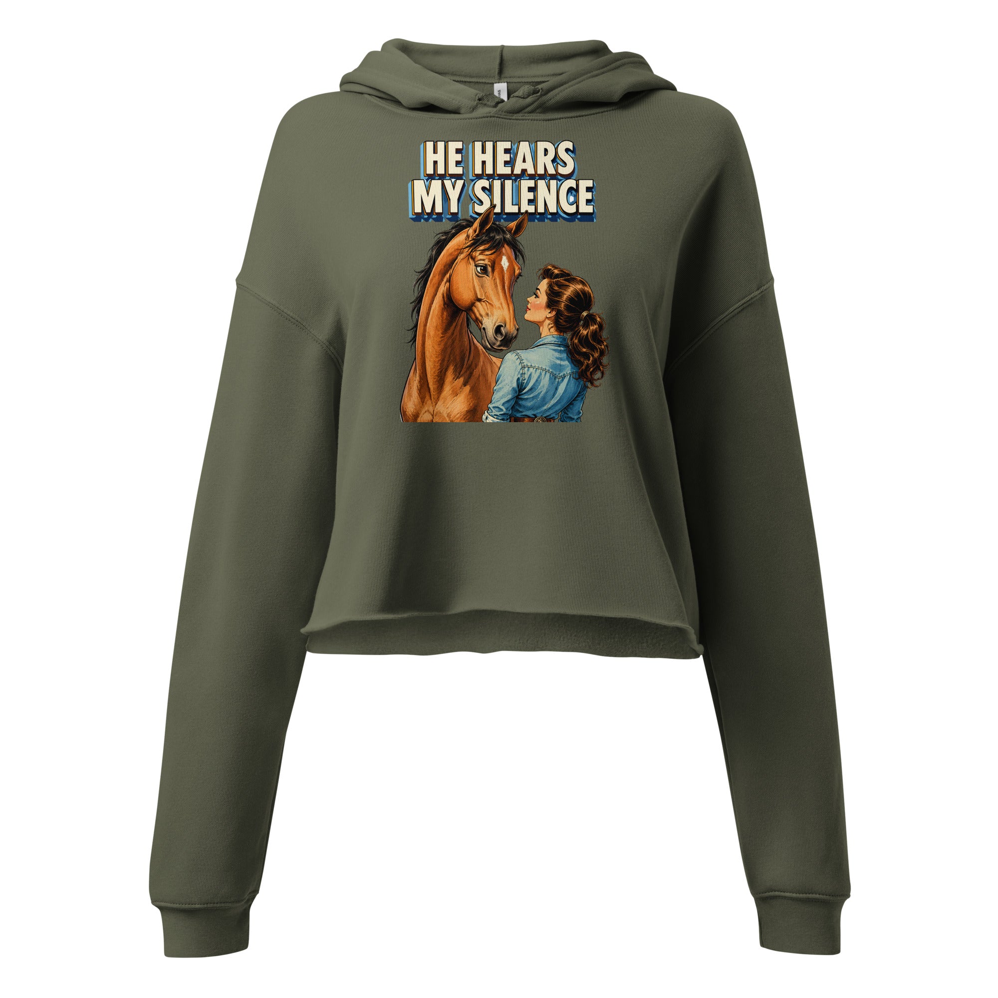 He Hears My Silence Vintage Horse Crop Hoodie - Horse Lovers Edition H-22 by printfluence.net