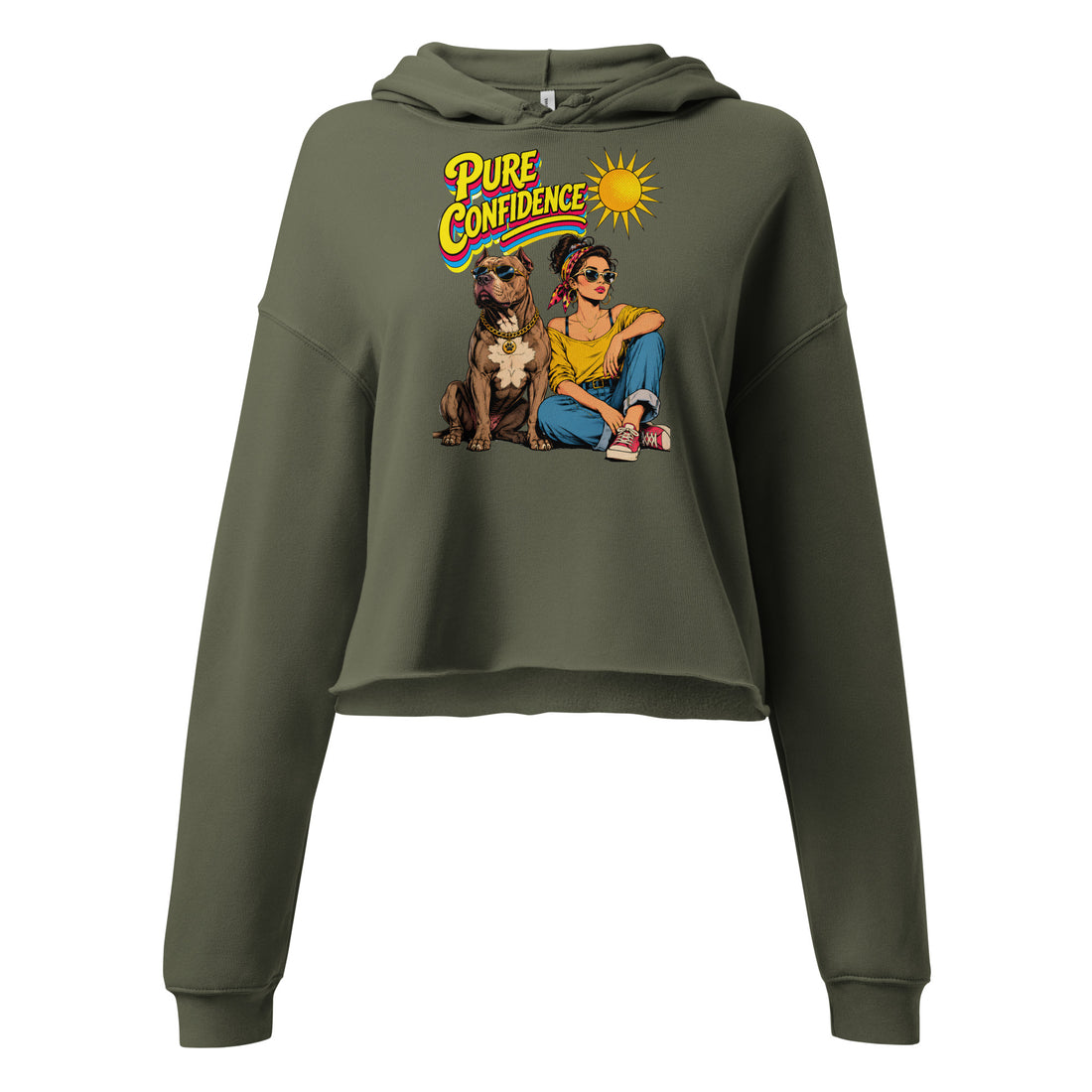 Pure Confidence Cropped Hoodie For Pitbull Lovers Retro Pullover by printfluence.net