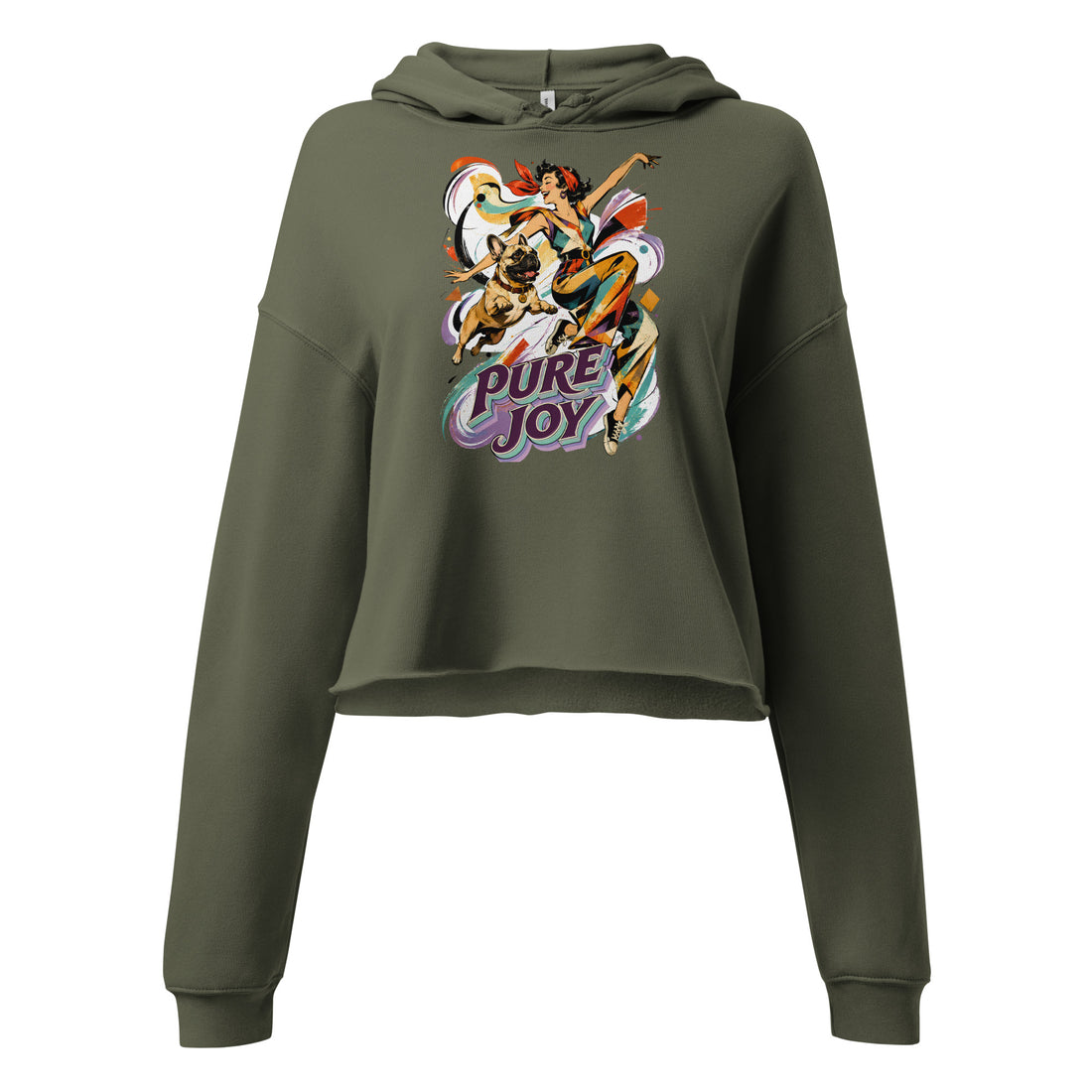 Pure Joy Frenchie Cropped Hoodie - French Bulldog Lovers Women's Pullover H-22 by printfluence.net