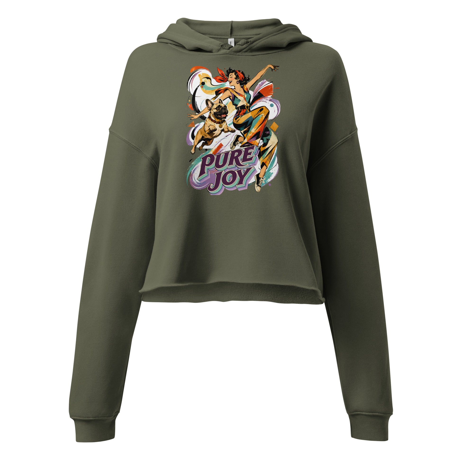 Pure Joy Frenchie Cropped Hoodie - French Bulldog Lovers Women's Pullover H-22 by printfluence.net