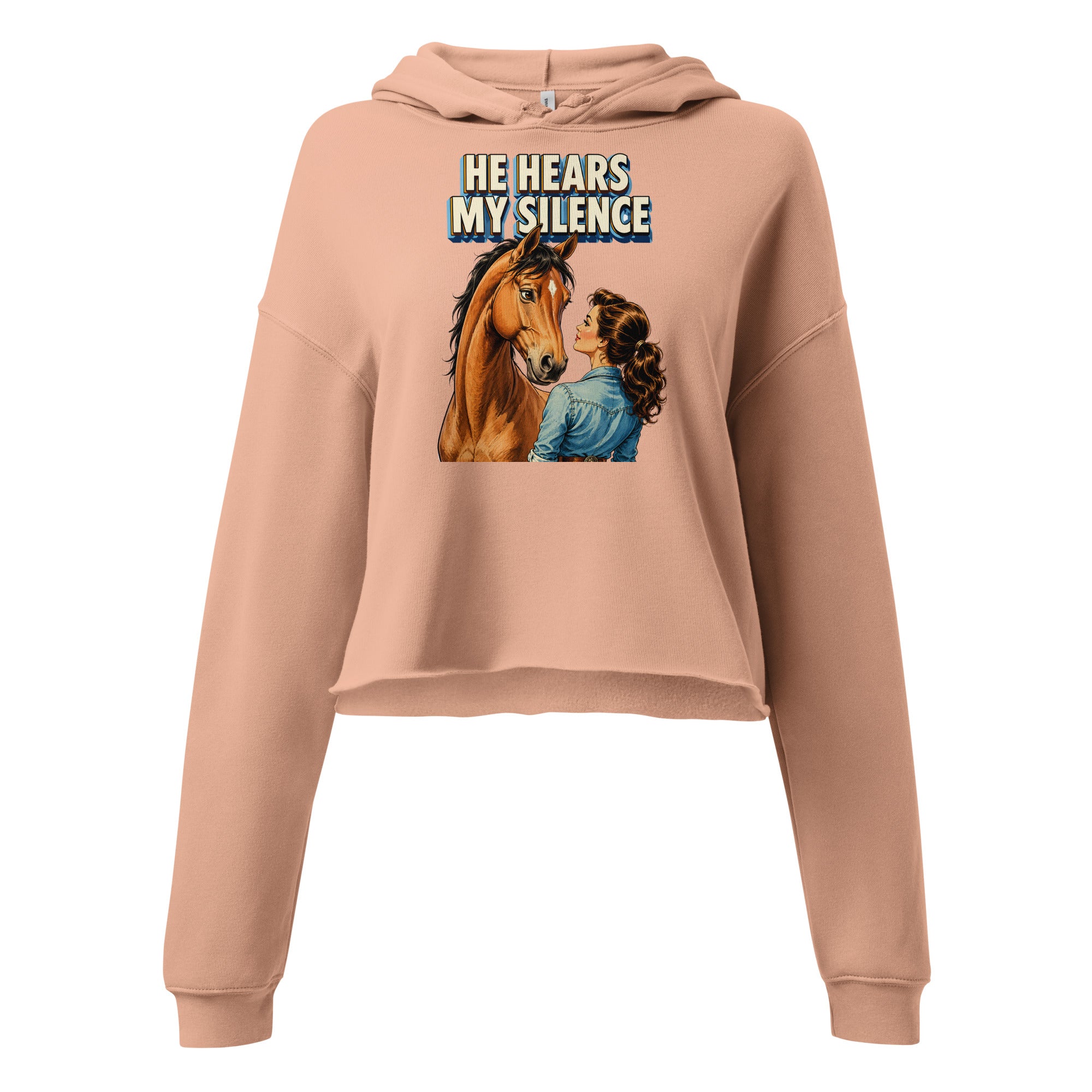 He Hears My Silence Vintage Horse Crop Hoodie - Horse Lovers Edition H-22 by printfluence.net