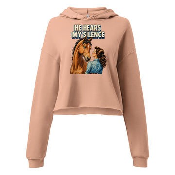 He Hears My Silence Vintage Horse Crop Hoodie - Horse Lovers Edition H-22 by printfluence.net