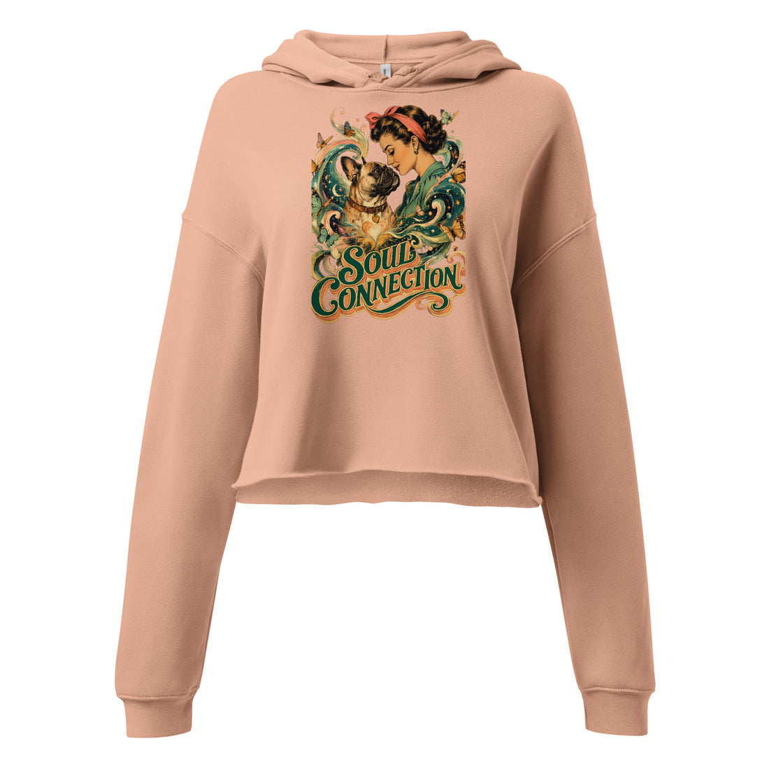 Soul Connection Frenchie Women's Cropped Hoodie - French Bulldog Lovers Retro PulloverH-22 by printfluence.net