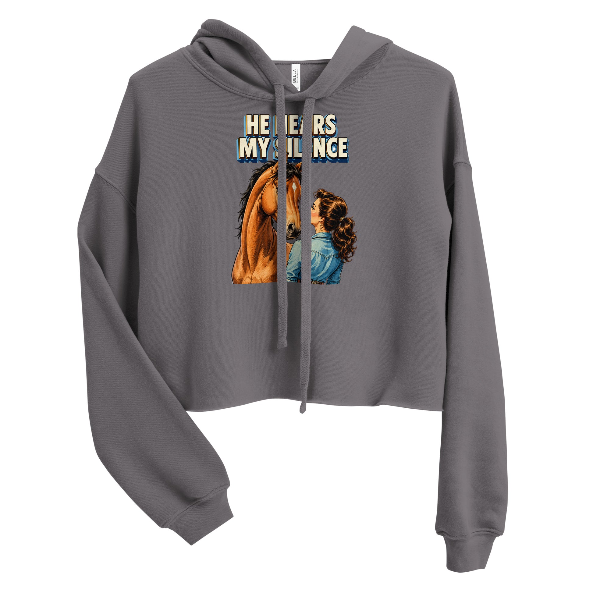 He Hears My Silence Vintage Horse Crop Hoodie - Horse Lovers Edition H-22 by printfluence.net