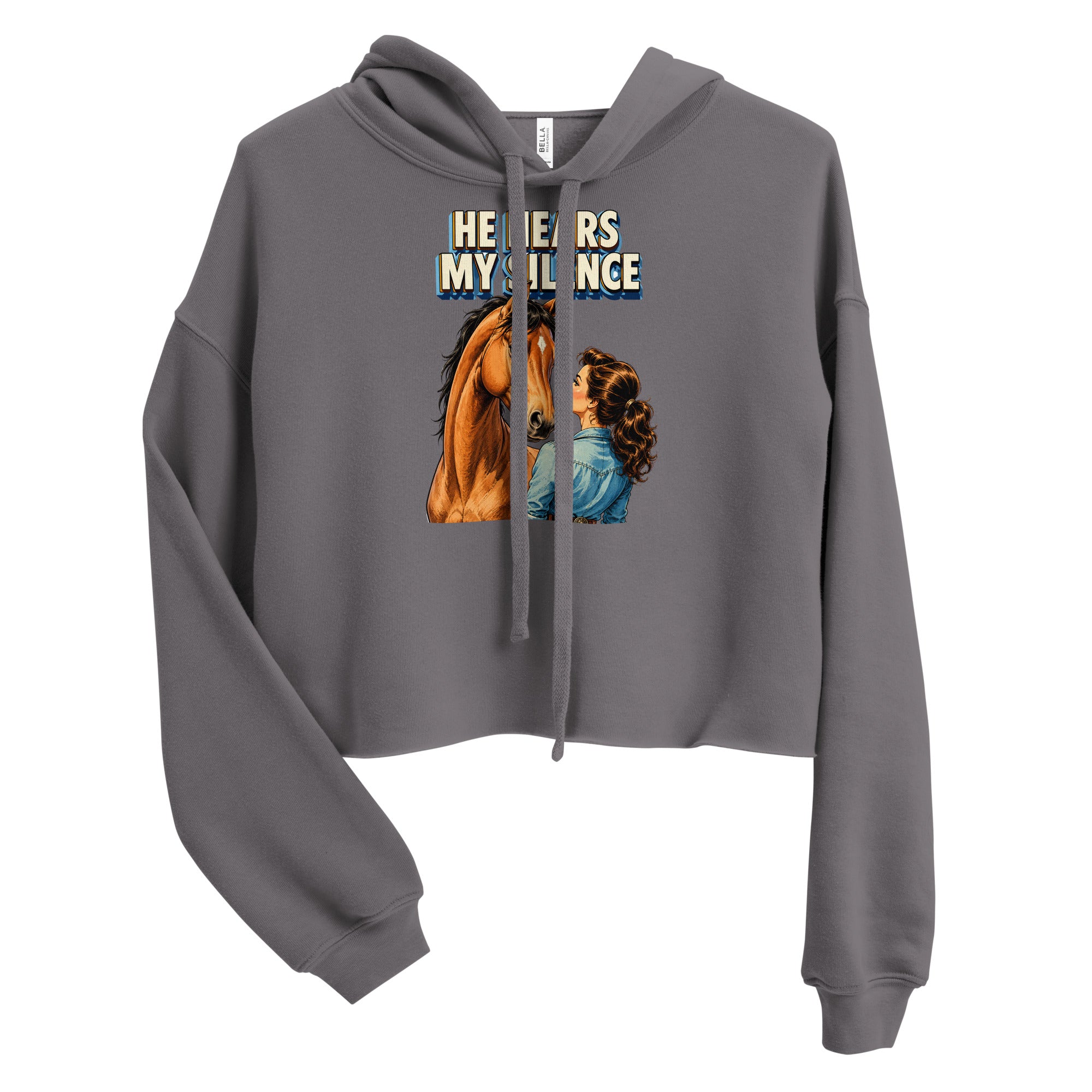 He Hears My Silence Vintage Horse Crop Hoodie - Horse Lovers Edition H-22 by printfluence.net