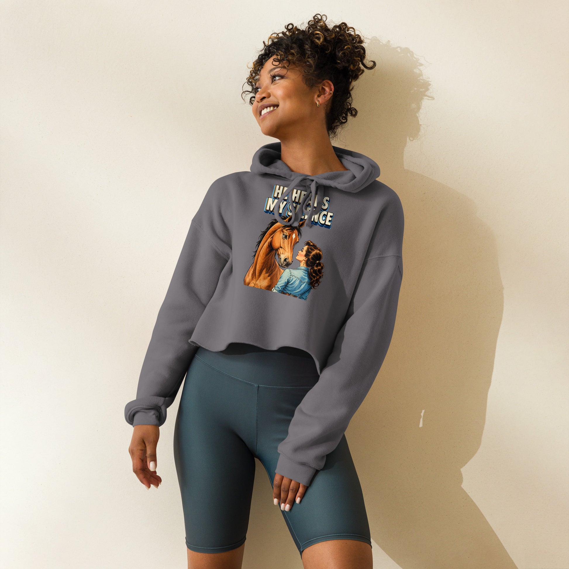 He Hears My Silence Vintage Horse Crop Hoodie - Horse Lovers Edition H-22 by printfluence.net