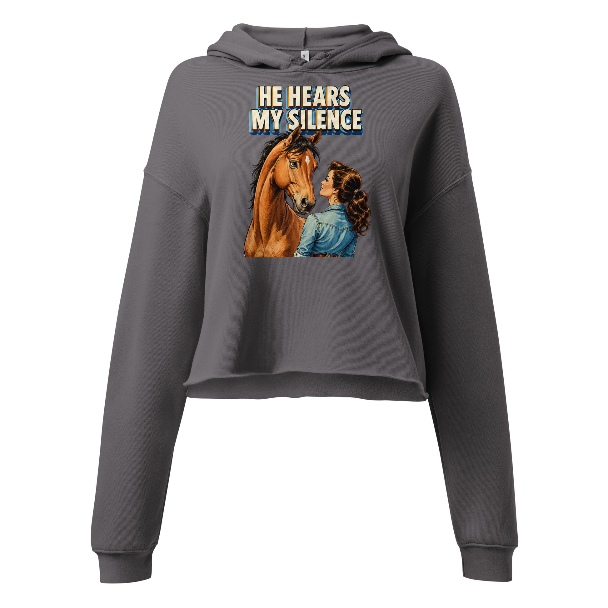 He Hears My Silence Vintage Horse Crop Hoodie - Horse Lovers Edition H-22 by printfluence.net