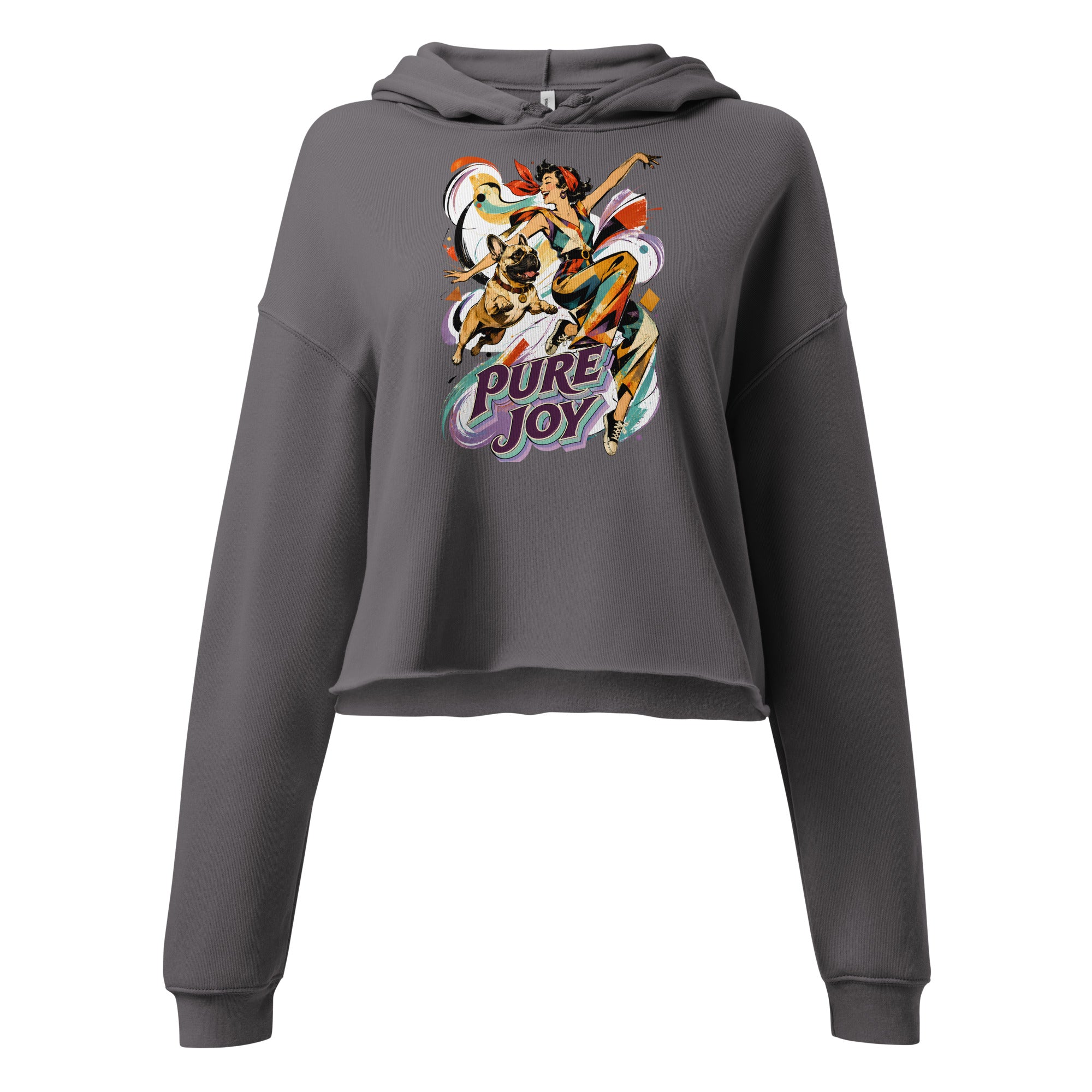 Pure Joy Frenchie Cropped Hoodie - French Bulldog Lovers Women's Pullover H-22 by printfluence.net