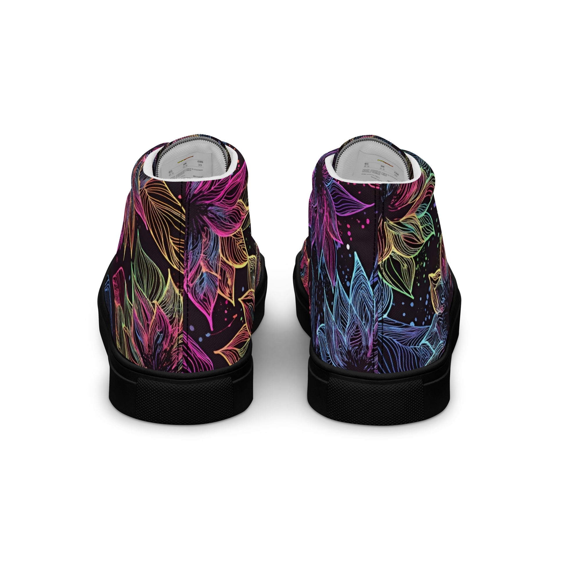 Women’s high top canvas shoes - Neon Lotus High Top Canvas Shoes – Glowing Floral Women's Sneakers by printfluence.net