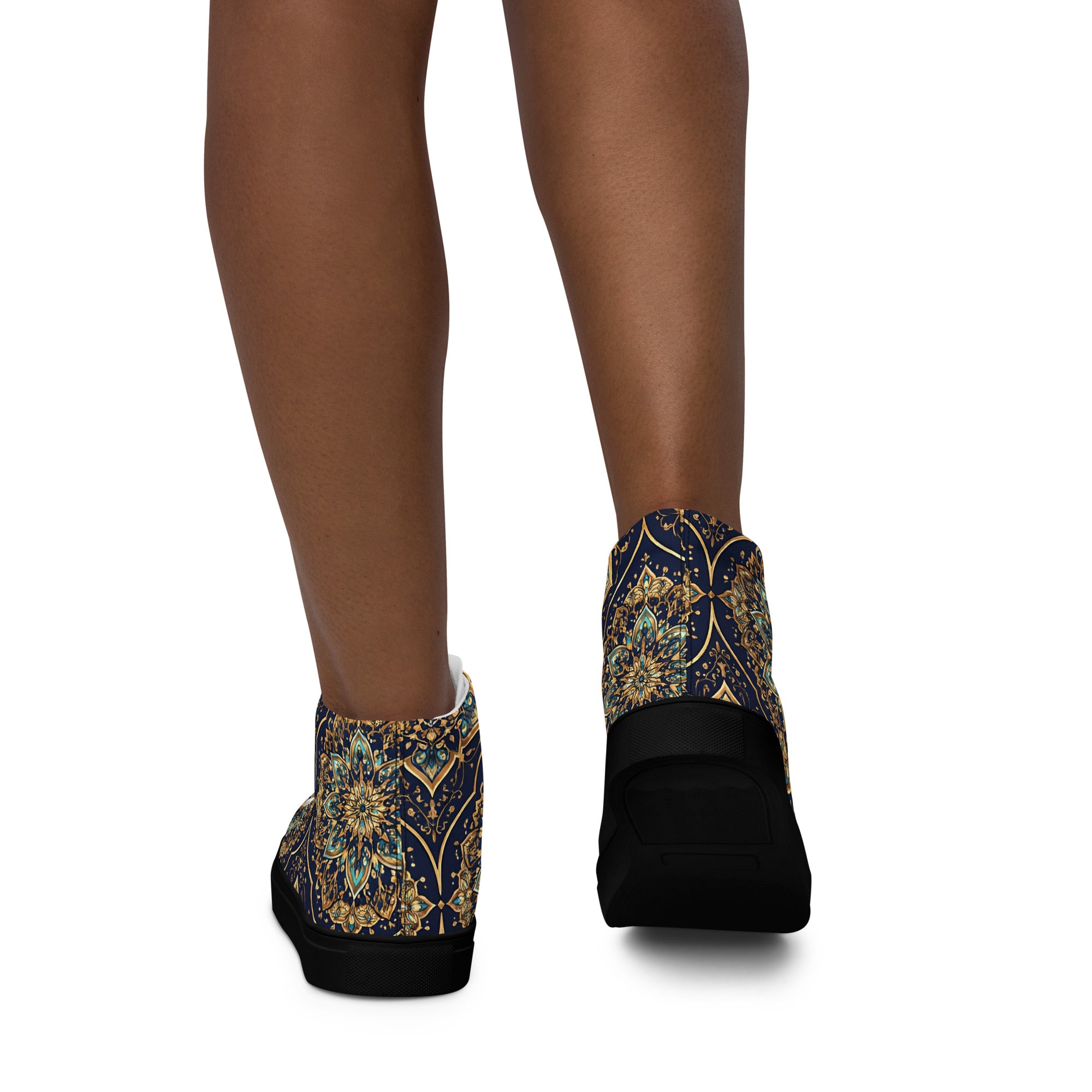 Women’s high top canvas shoes - Luxury Circle High Top Canvas – Elegant Symmetrical Pattern Women's Shoes by printfluence.net