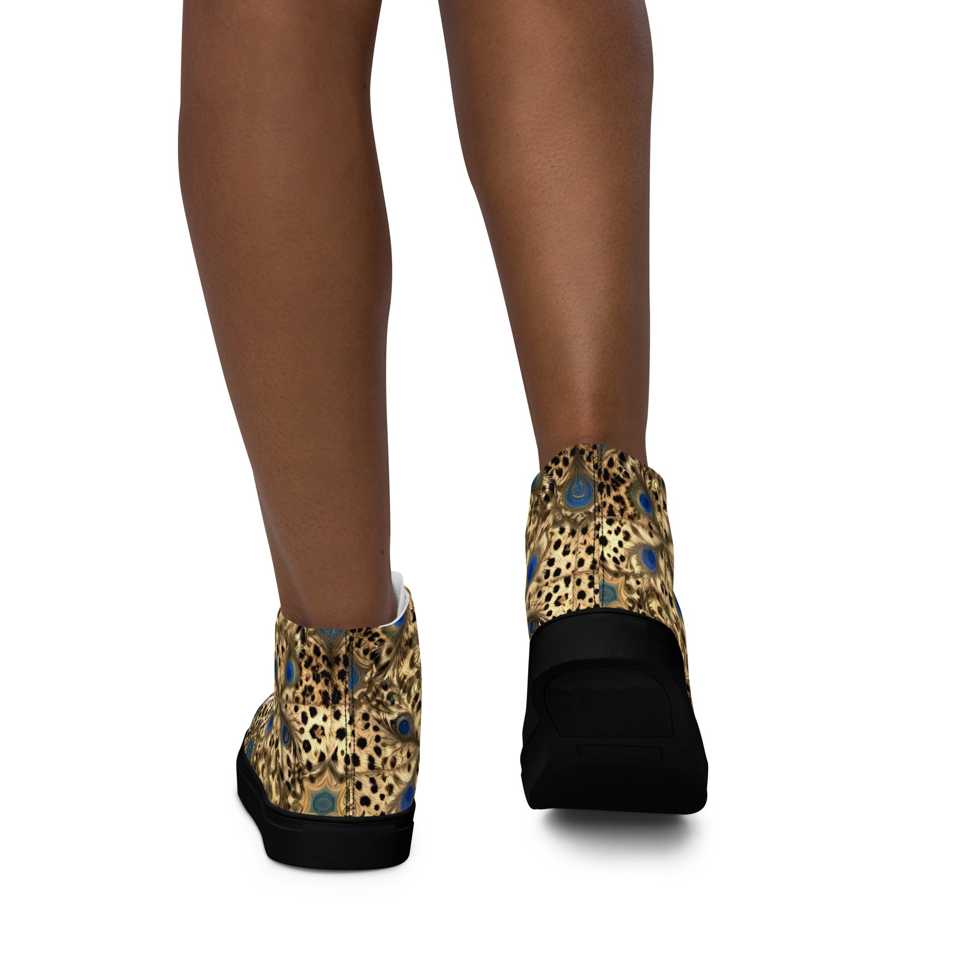 Women’s high top canvas shoes - Enchanted Leopard & Peacock High Top Canvas Shoes – Bold Exotic Fashion by printfluence.net