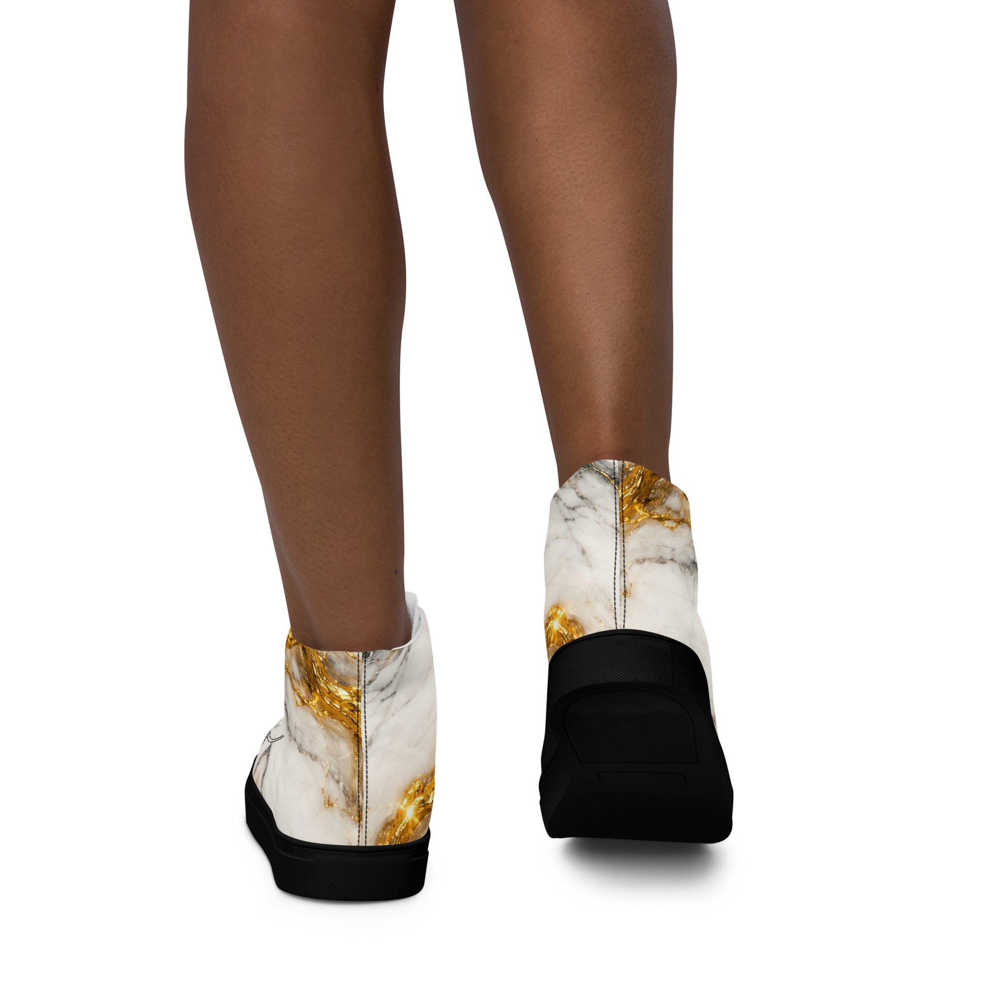 Women’s high top canvas shoes - Gold Vein Marble High Tops – Women's Luxe Marble Canvas Sneakers by printfluence.net