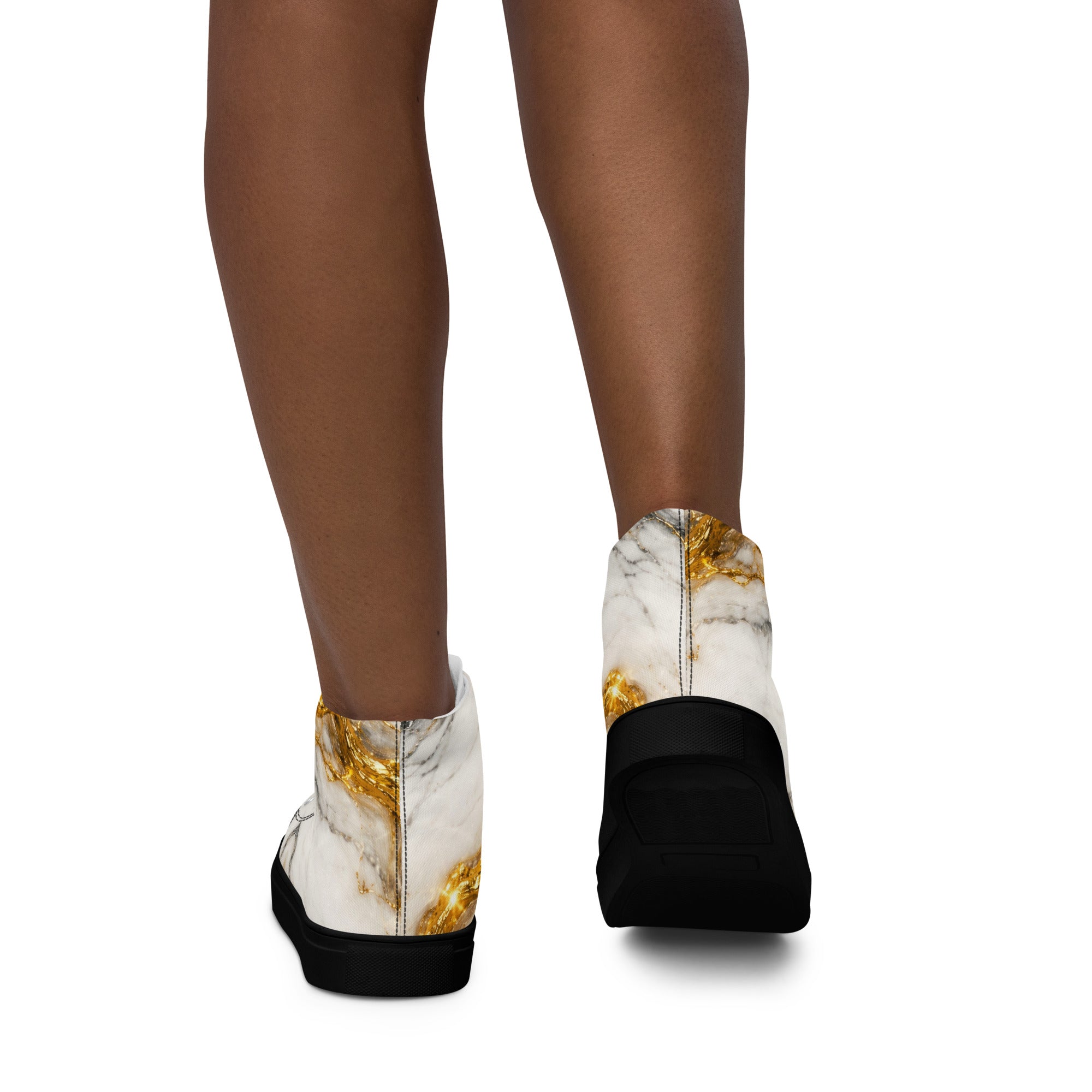 Women’s high top canvas shoes - Gold Vein Marble High Tops – Women's Luxe Marble Canvas Sneakers by printfluence.net