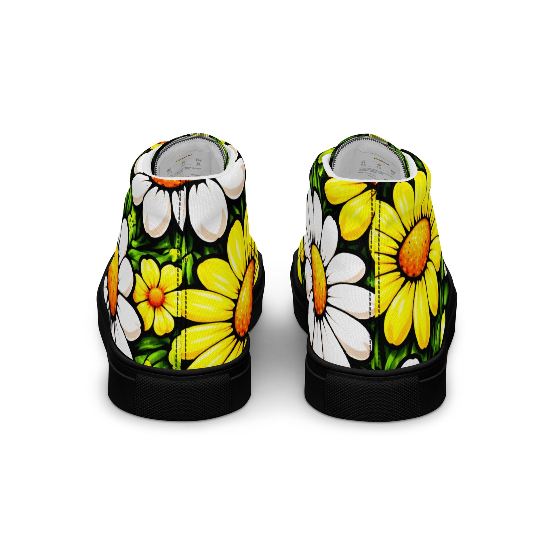 Women’s high top canvas shoes - Sunny Daisy High Tops – Women’s Floral Canvas Sneakers by printfluence.net