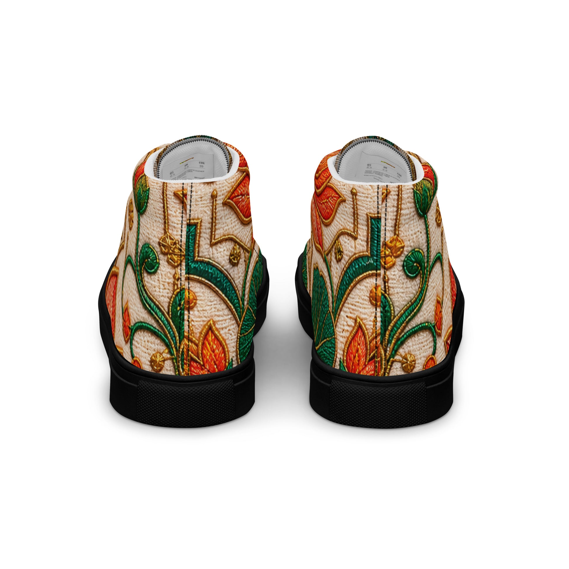Women’s high top canvas shoes - Golden Lotus Bloom: Women’s High Top Canvas Shoes - Elegant Floral Art Nouveau Design by printfluence.net