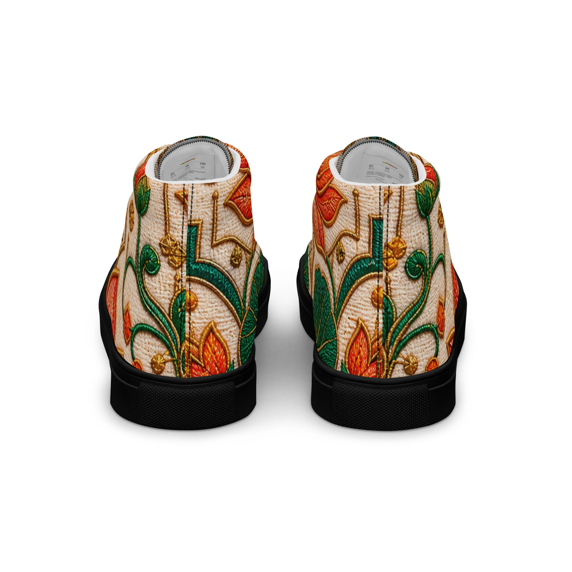 Women’s high top canvas shoes - Golden Lotus Bloom: Women’s High Top Canvas Shoes - Elegant Floral Art Nouveau Design by printfluence.net