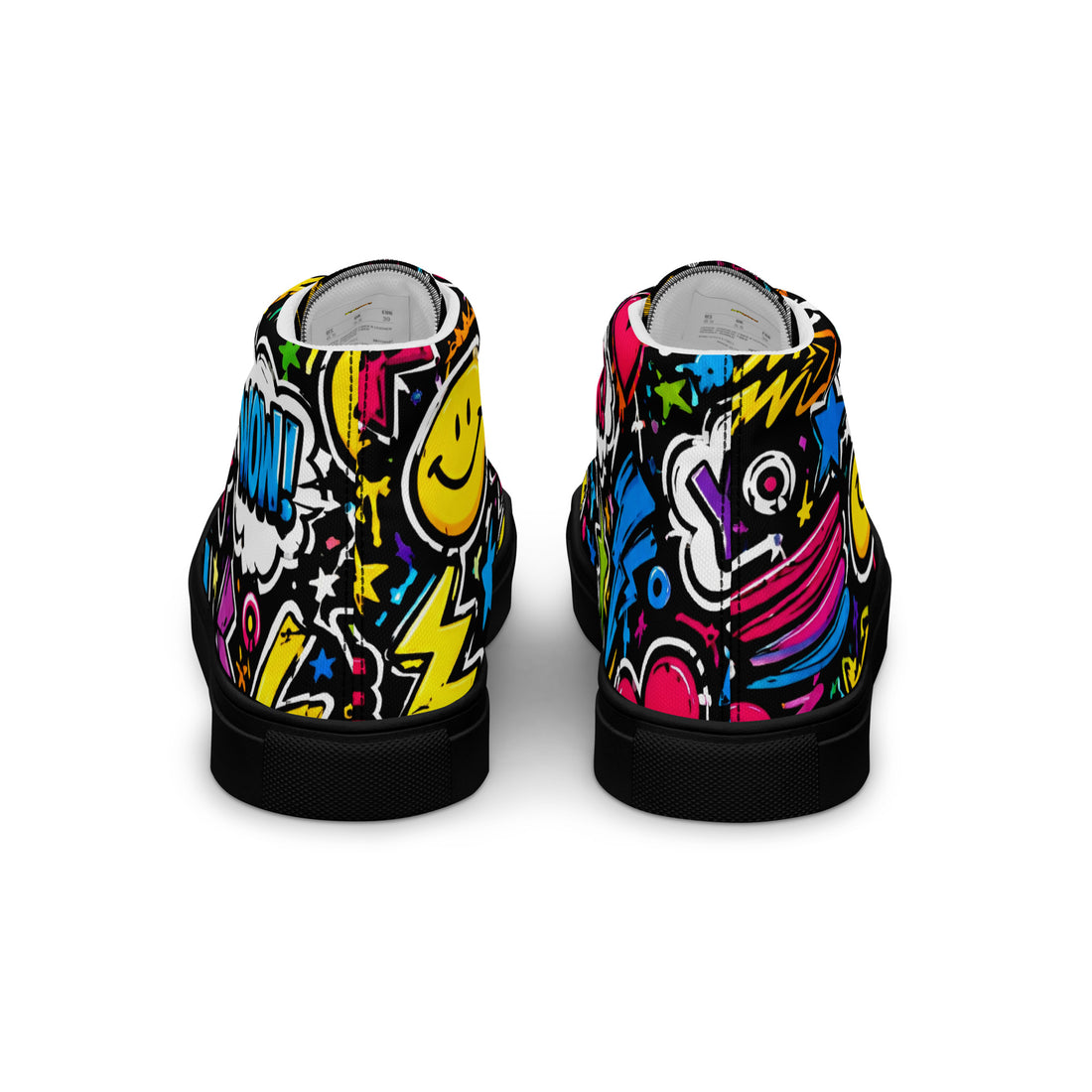 Women’s high top canvas shoes - Happy Vibes: Women’s High Top Canvas Shoes - Colorful Pop Art & Emoji Doodles by printfluence.net
