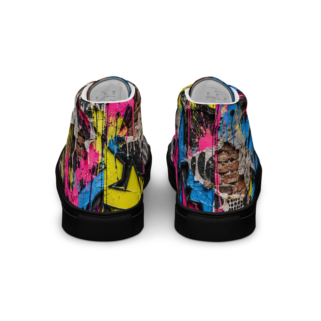 Heritage Bloom Lovers | Women’s High-Top Canvas Shoes — Vibrant Urban Graffiti Art and Streetwear Paint Drip Pattern by printfluence