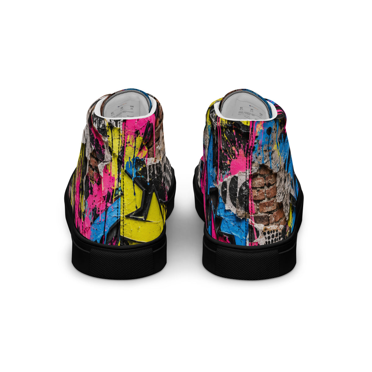 Heritage Bloom Lovers | Women’s High-Top Canvas Shoes — Vibrant Urban Graffiti Art and Streetwear Paint Drip Pattern by printfluence