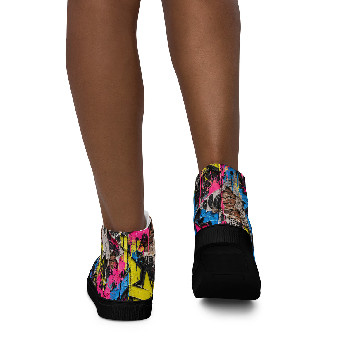 Heritage Bloom Lovers | Women’s High-Top Canvas Shoes — Vibrant Urban Graffiti Art and Streetwear Paint Drip Pattern by printfluence
