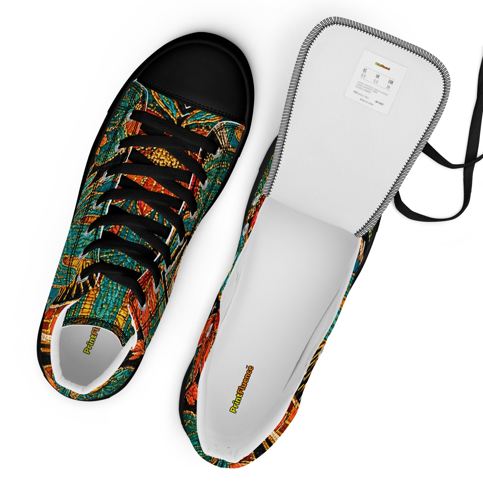 Women’s high top canvas shoes - Desert Oasis: Women’s High Top Canvas Shoes - Southwestern Cactus & Floral Art by printfluence.net
