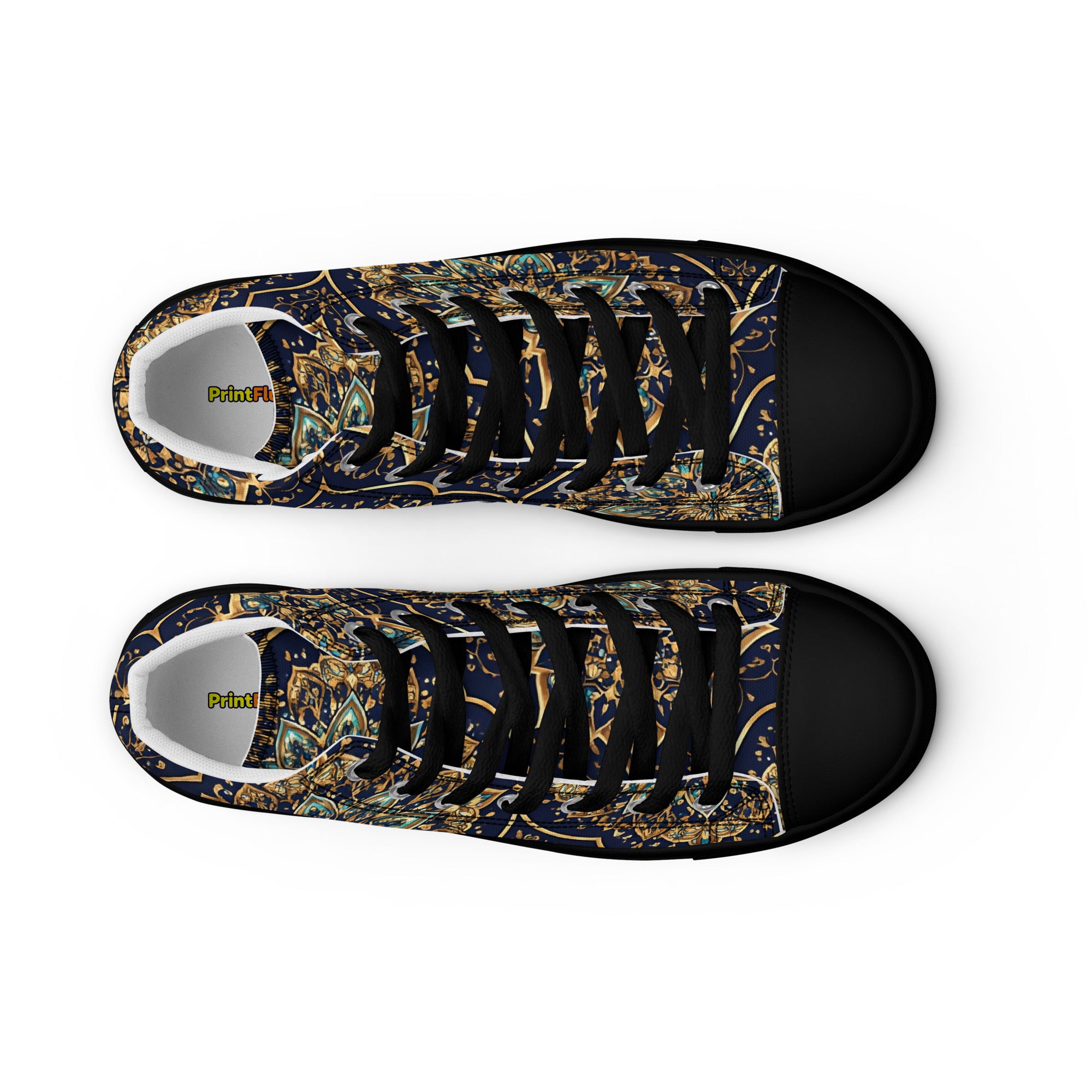 Women’s high top canvas shoes - Luxury Circle High Top Canvas – Elegant Symmetrical Pattern Women's Shoes by printfluence.net