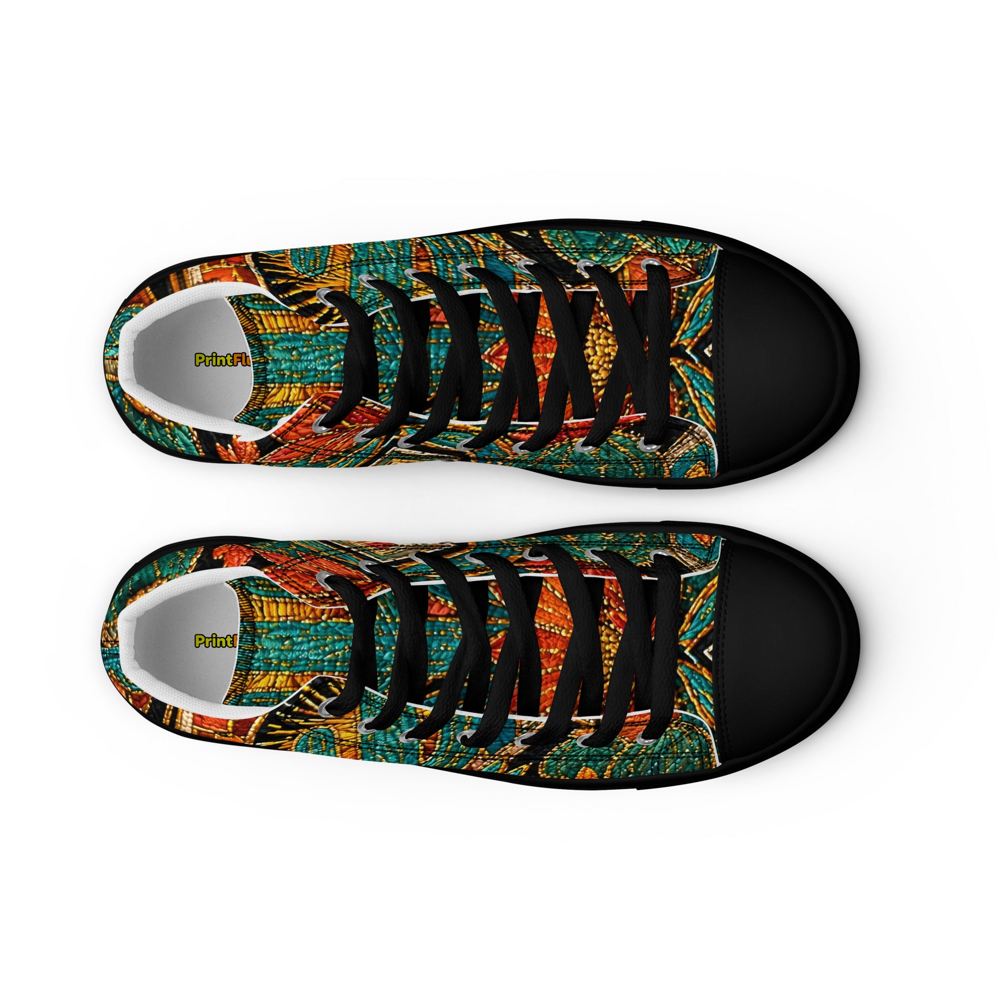 Women’s high top canvas shoes - Desert Oasis: Women’s High Top Canvas Shoes - Southwestern Cactus & Floral Art by printfluence.net