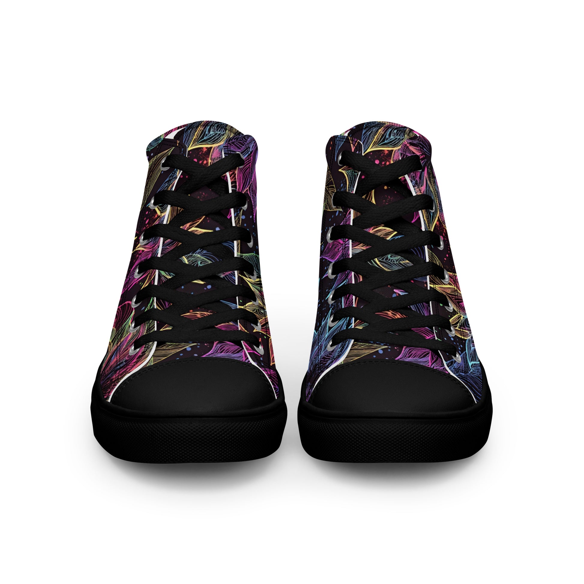 Women’s high top canvas shoes - Neon Lotus High Top Canvas Shoes – Glowing Floral Women's Sneakers by printfluence.net