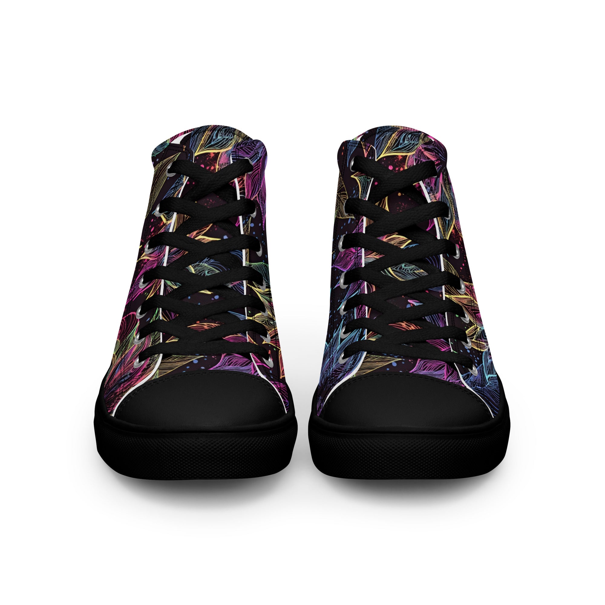 Women’s high top canvas shoes - Neon Lotus High Top Canvas Shoes – Glowing Floral Women's Sneakers by printfluence.net