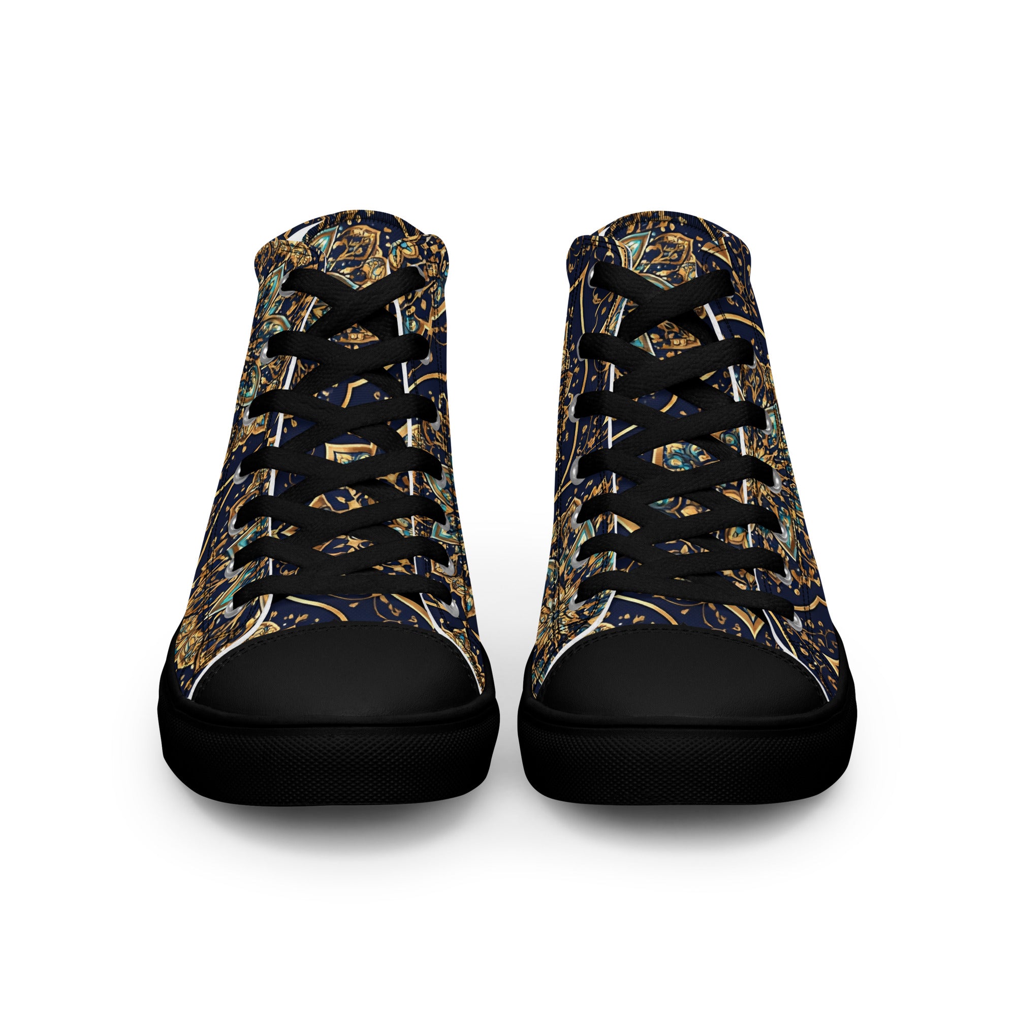 Women’s high top canvas shoes - Luxury Circle High Top Canvas – Elegant Symmetrical Pattern Women's Shoes by printfluence.net