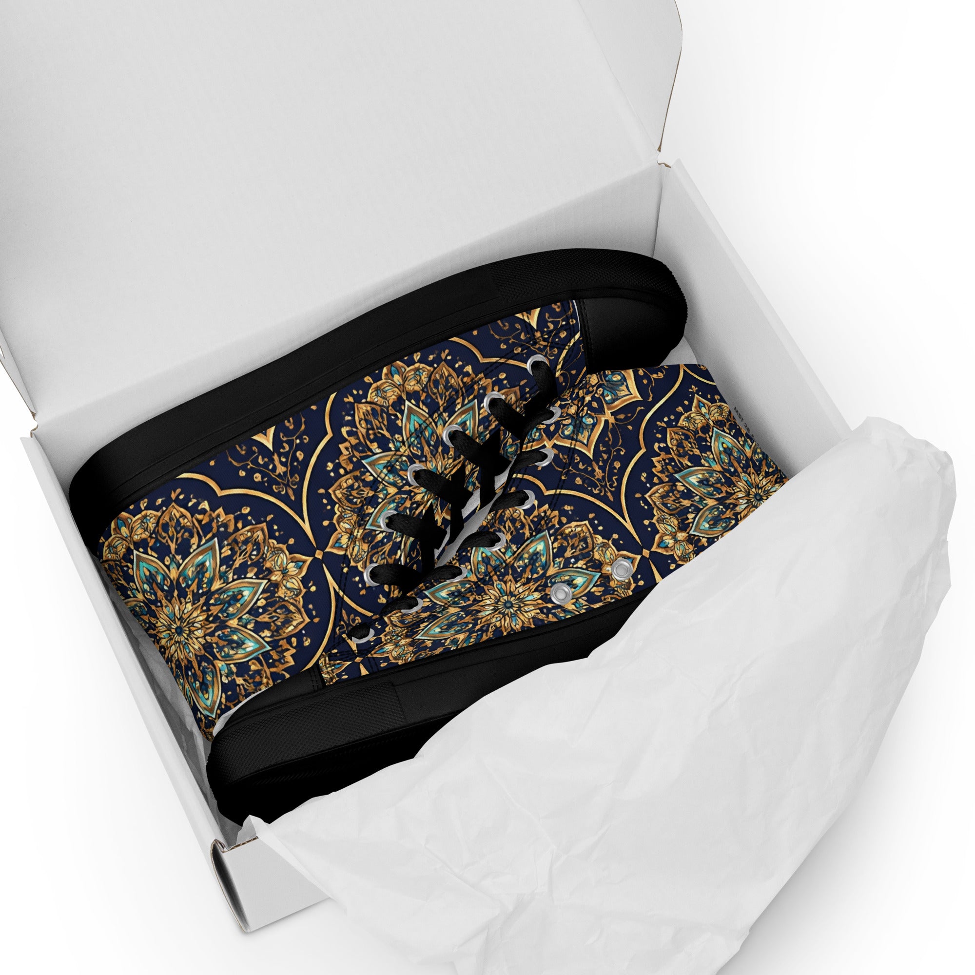 Women’s high top canvas shoes - Luxury Circle High Top Canvas – Elegant Symmetrical Pattern Women's Shoes by printfluence.net