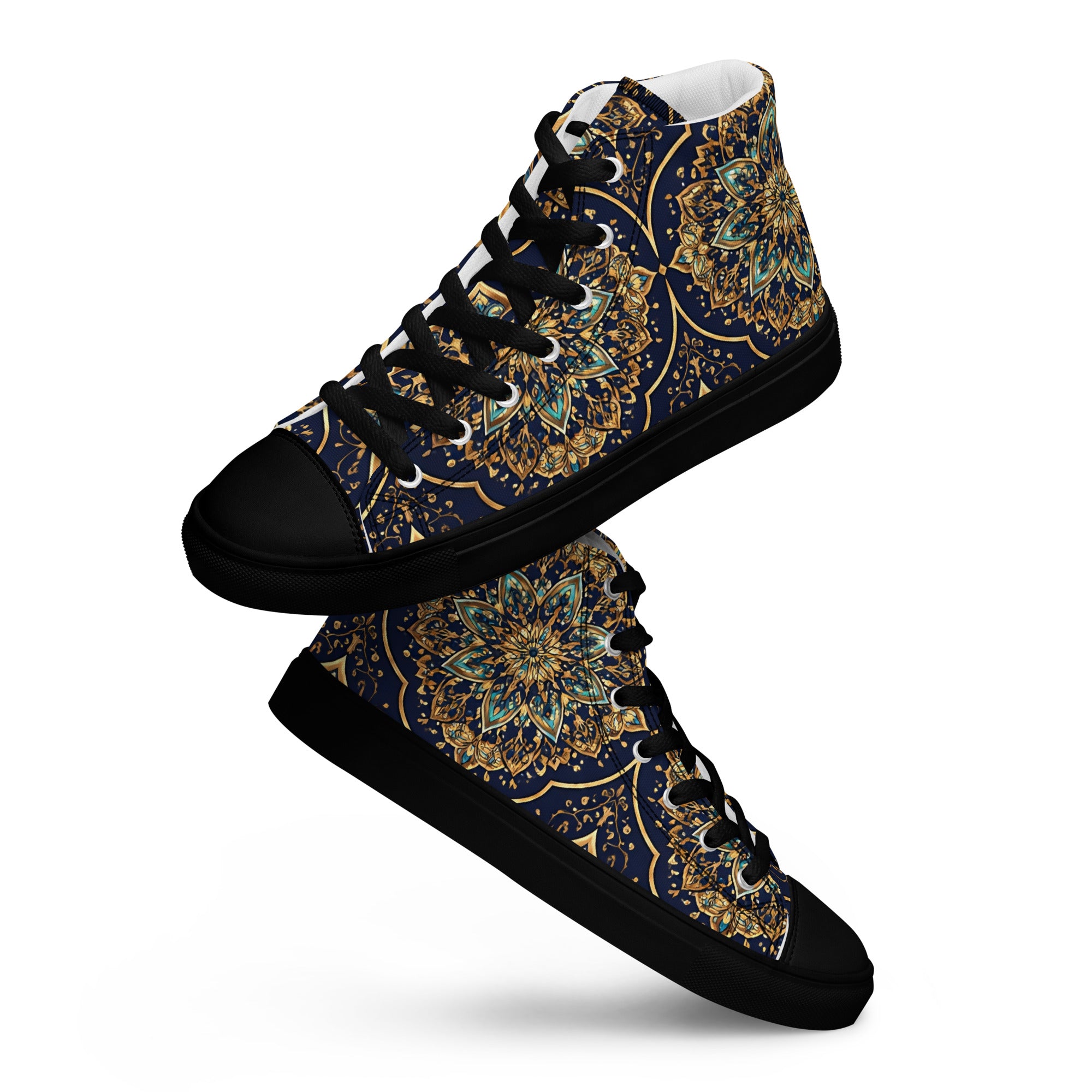 Women’s high top canvas shoes - Luxury Circle High Top Canvas – Elegant Symmetrical Pattern Women's Shoes by printfluence.net