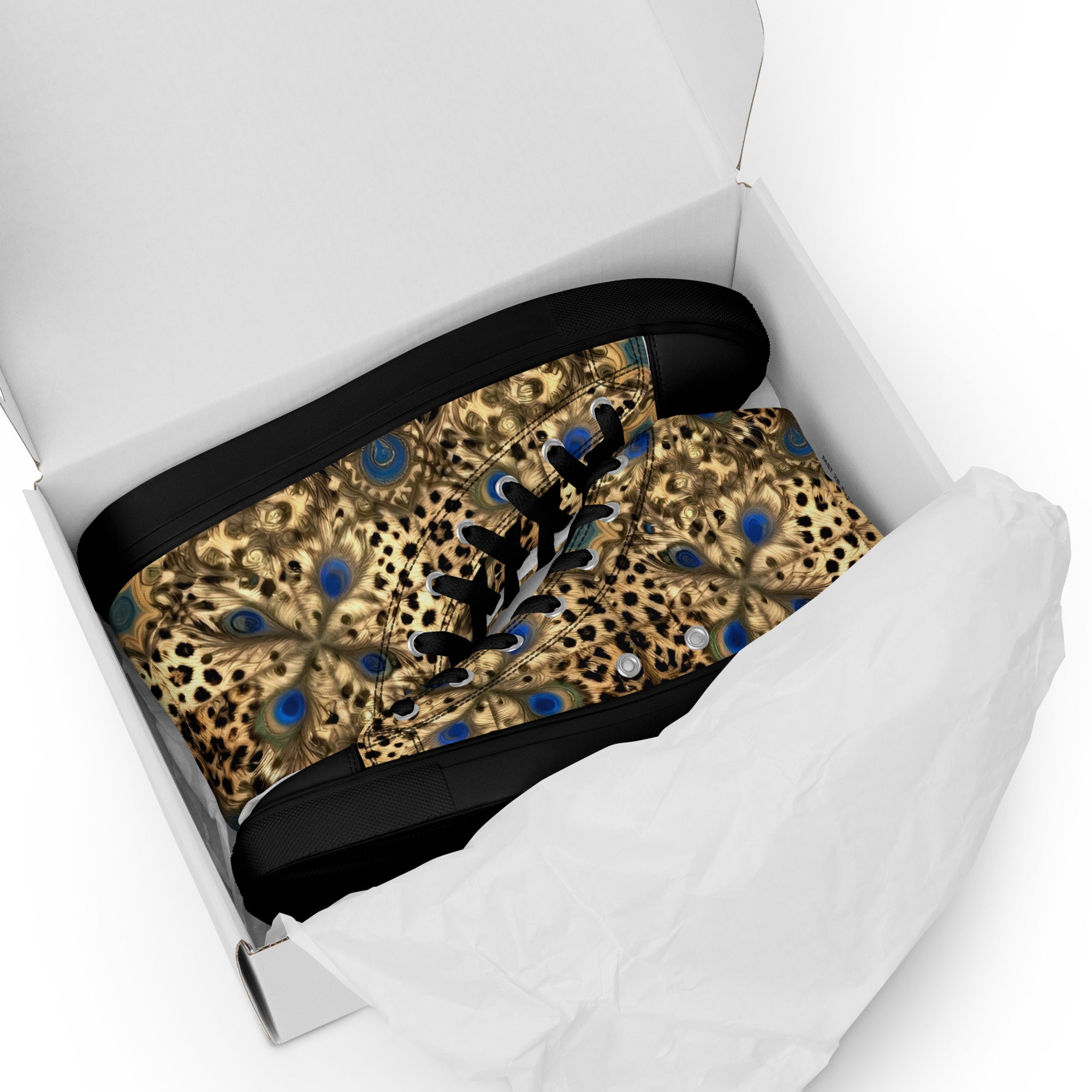 Women’s high top canvas shoes - Enchanted Leopard & Peacock High Top Canvas Shoes – Bold Exotic Fashion by printfluence.net