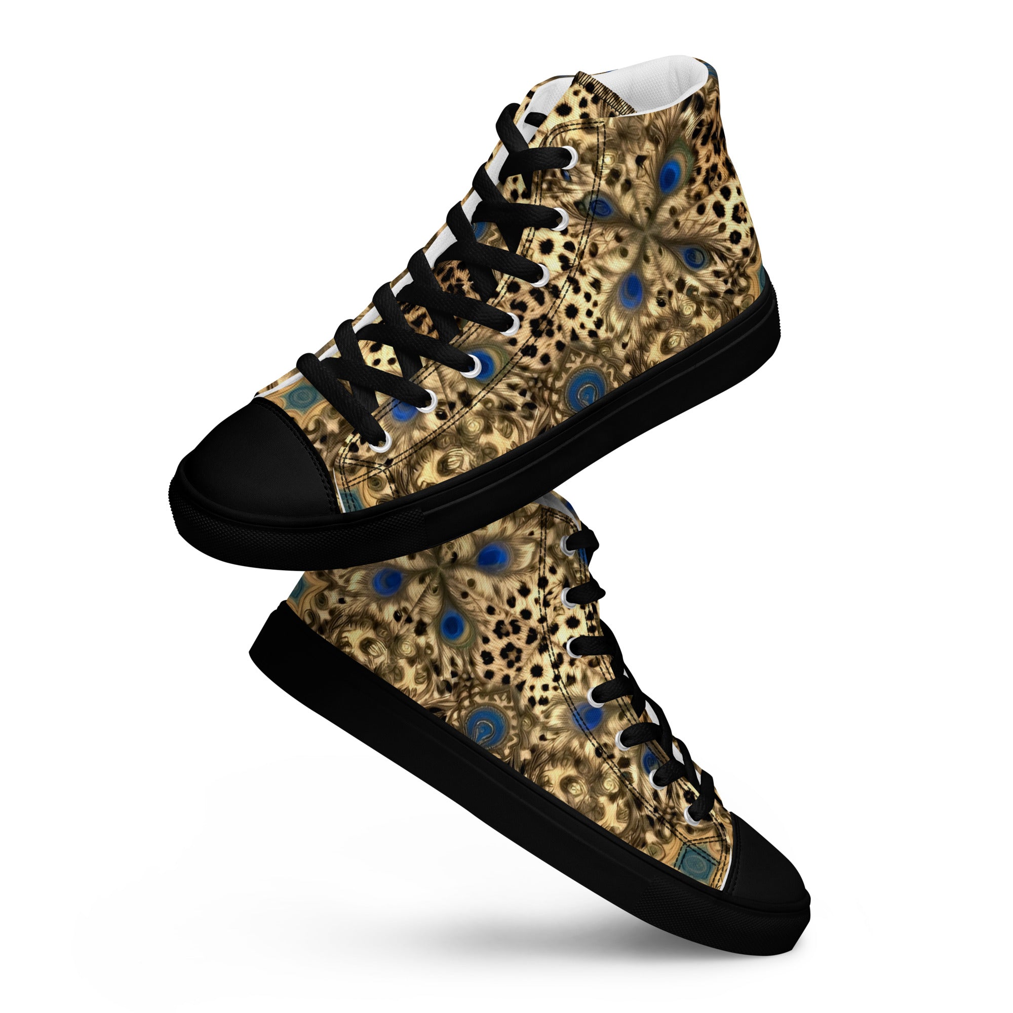 Women’s high top canvas shoes - Enchanted Leopard & Peacock High Top Canvas Shoes – Bold Exotic Fashion by printfluence.net