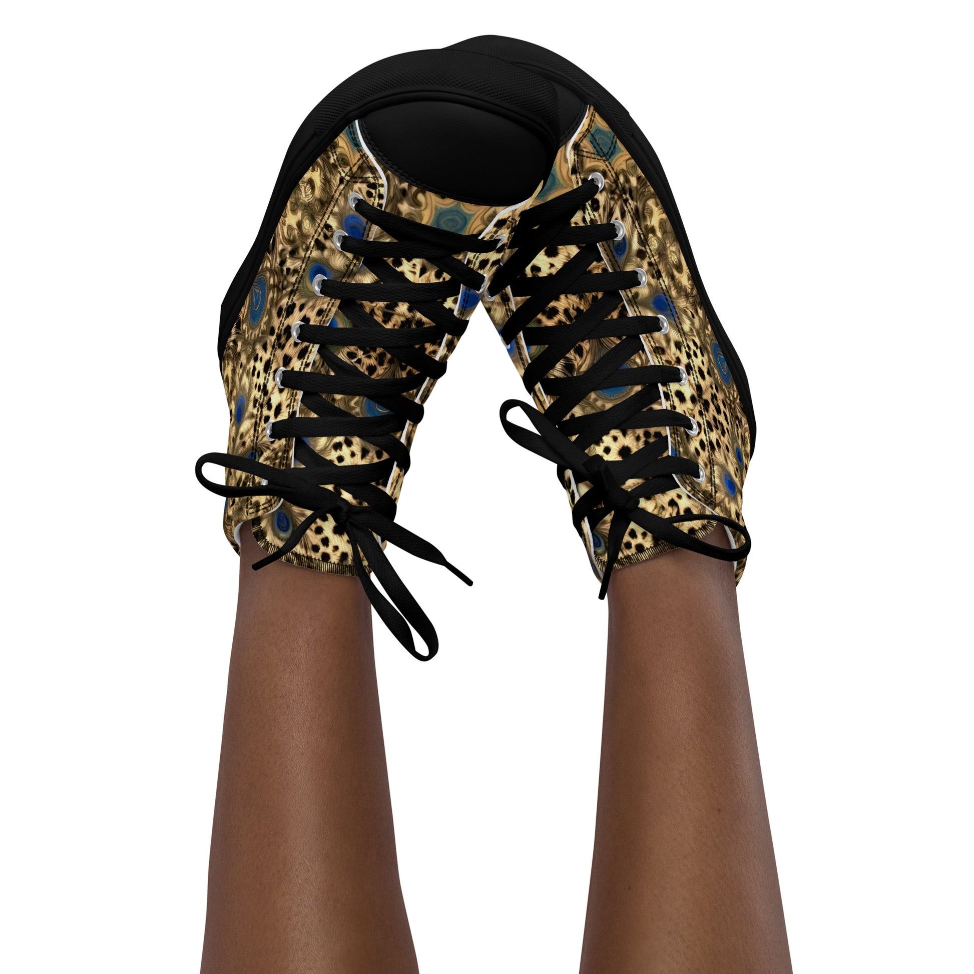 Women’s high top canvas shoes - Enchanted Leopard & Peacock High Top Canvas Shoes – Bold Exotic Fashion by printfluence.net