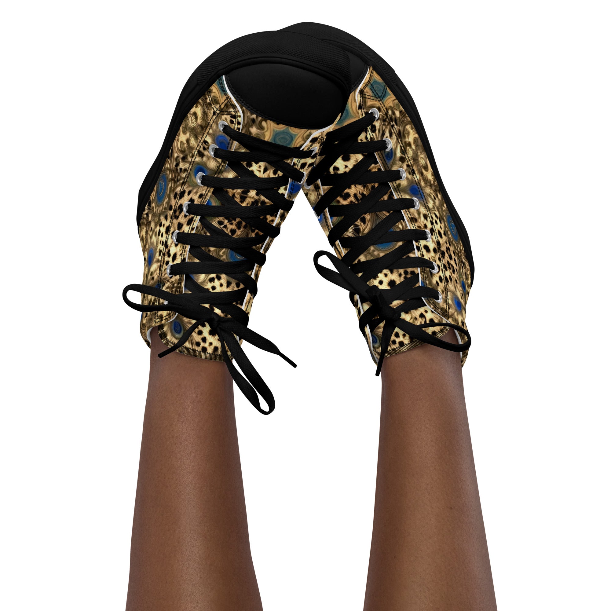 Women’s high top canvas shoes - Enchanted Leopard & Peacock High Top Canvas Shoes – Bold Exotic Fashion by printfluence.net
