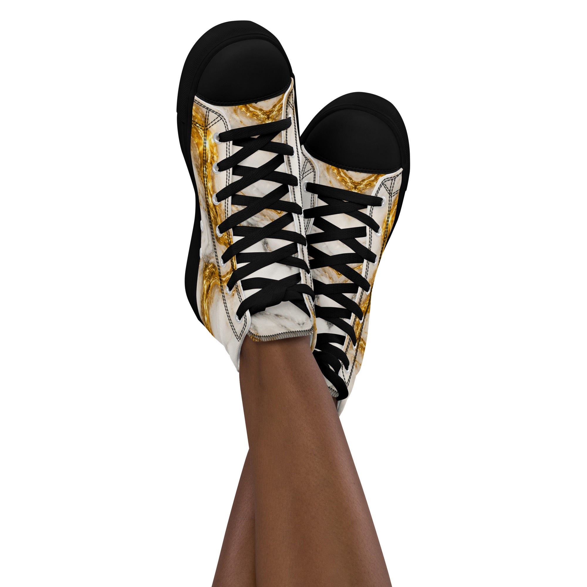 Women’s high top canvas shoes - Gold Vein Marble High Tops – Women's Luxe Marble Canvas Sneakers by printfluence.net