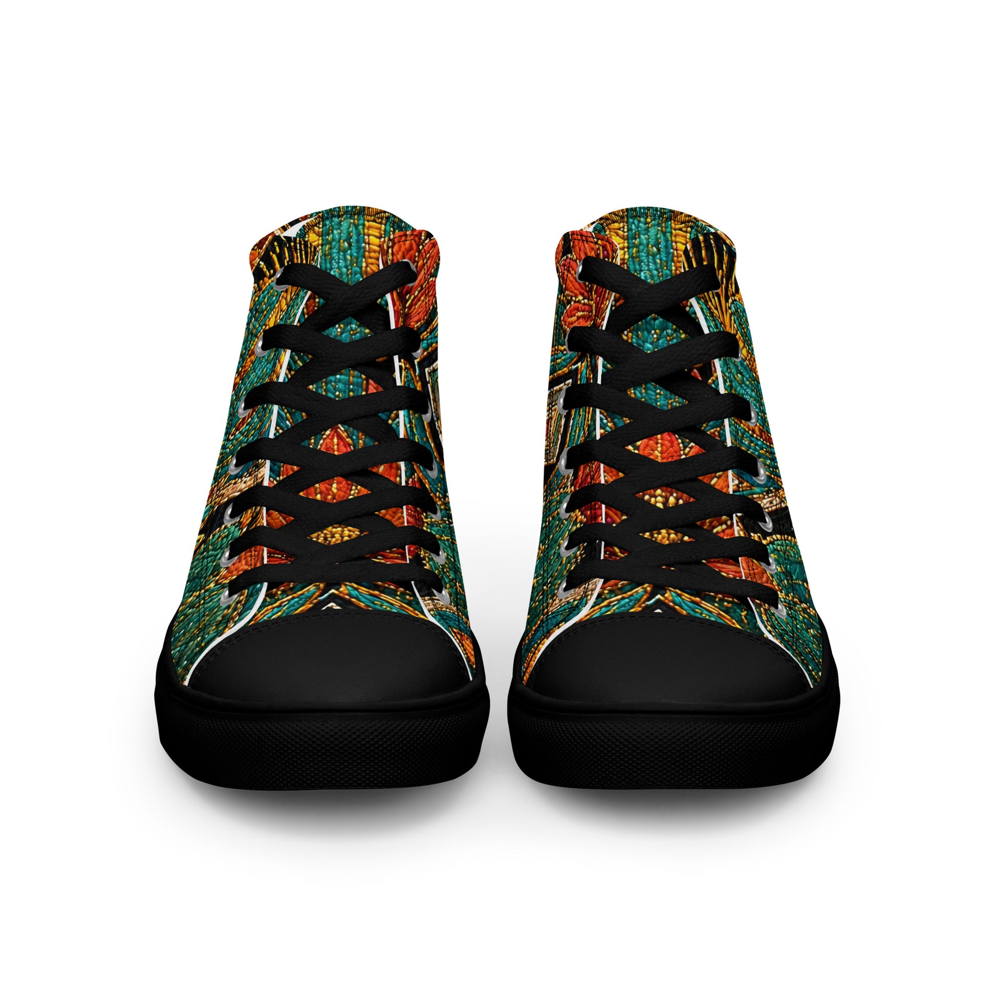 Women’s high top canvas shoes - Desert Oasis: Women’s High Top Canvas Shoes - Southwestern Cactus & Floral Art by printfluence.net