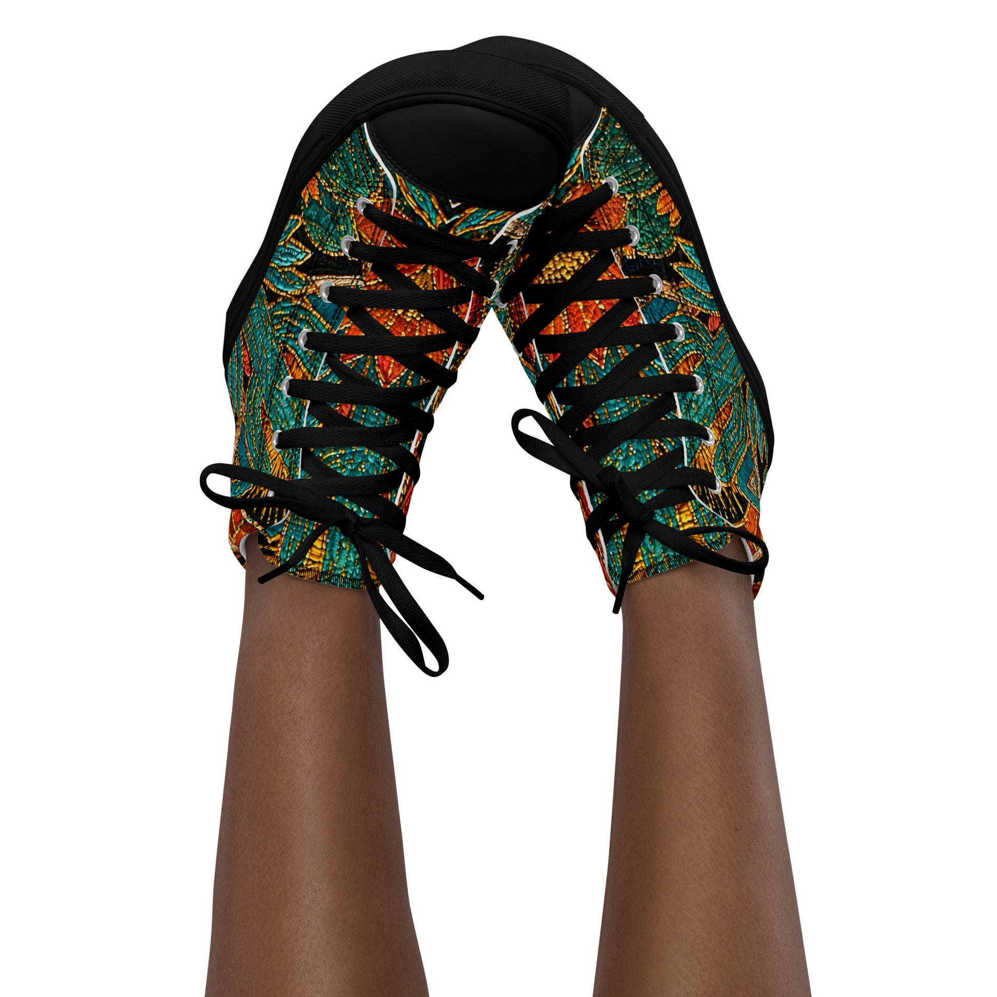 Women’s high top canvas shoes - Desert Oasis: Women’s High Top Canvas Shoes - Southwestern Cactus & Floral Art by printfluence.net